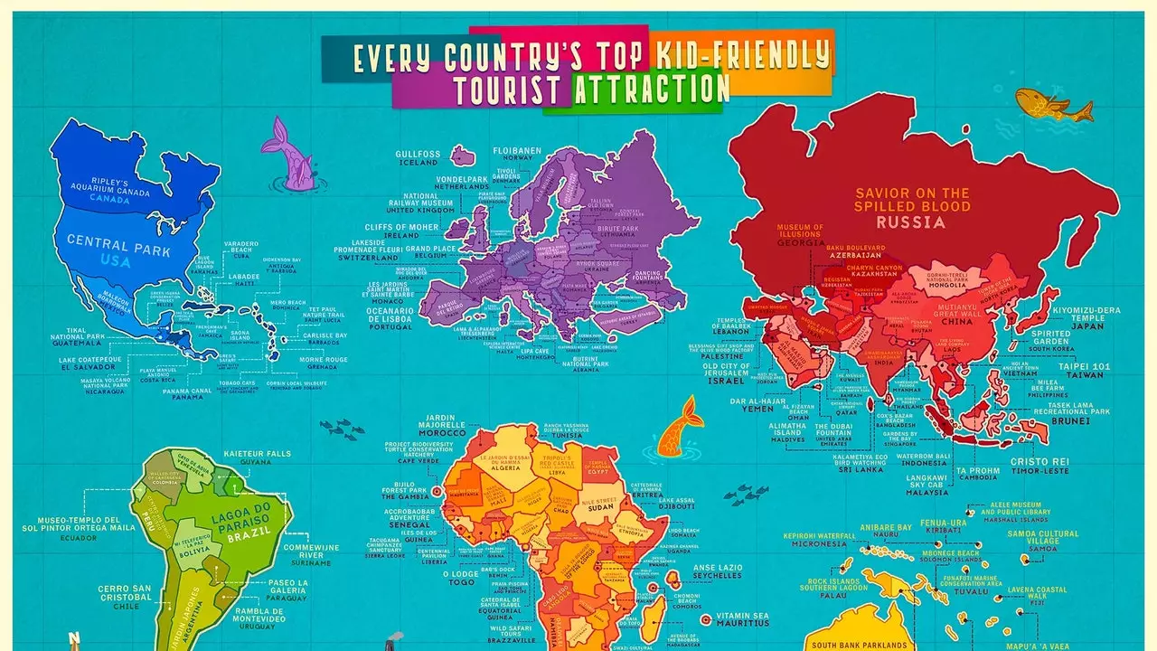 Toto je mapa najlepších turistických atrakcií, kam ísť s deťmi