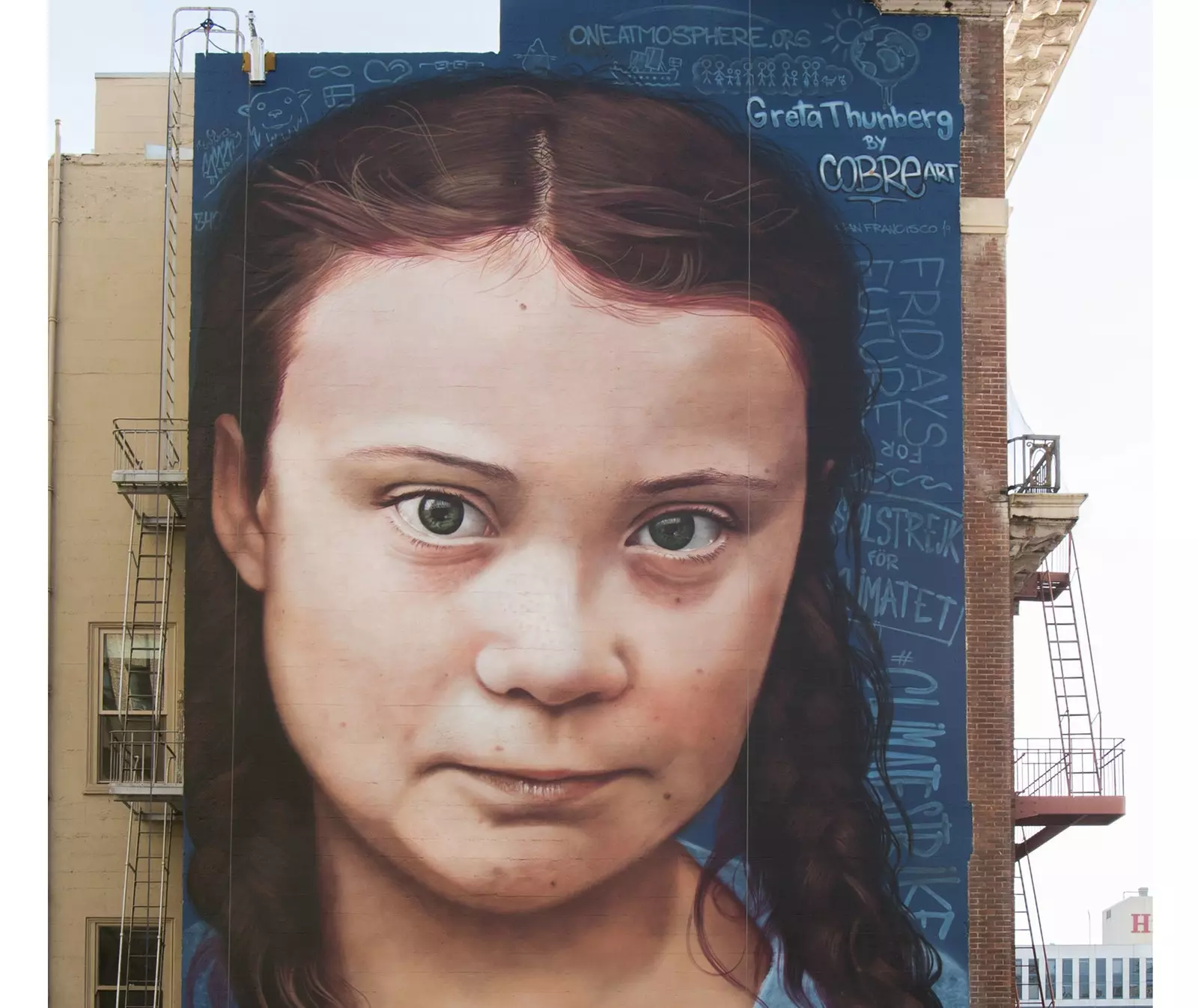 San Francisco'daki Greta Thunberg duvar resmi