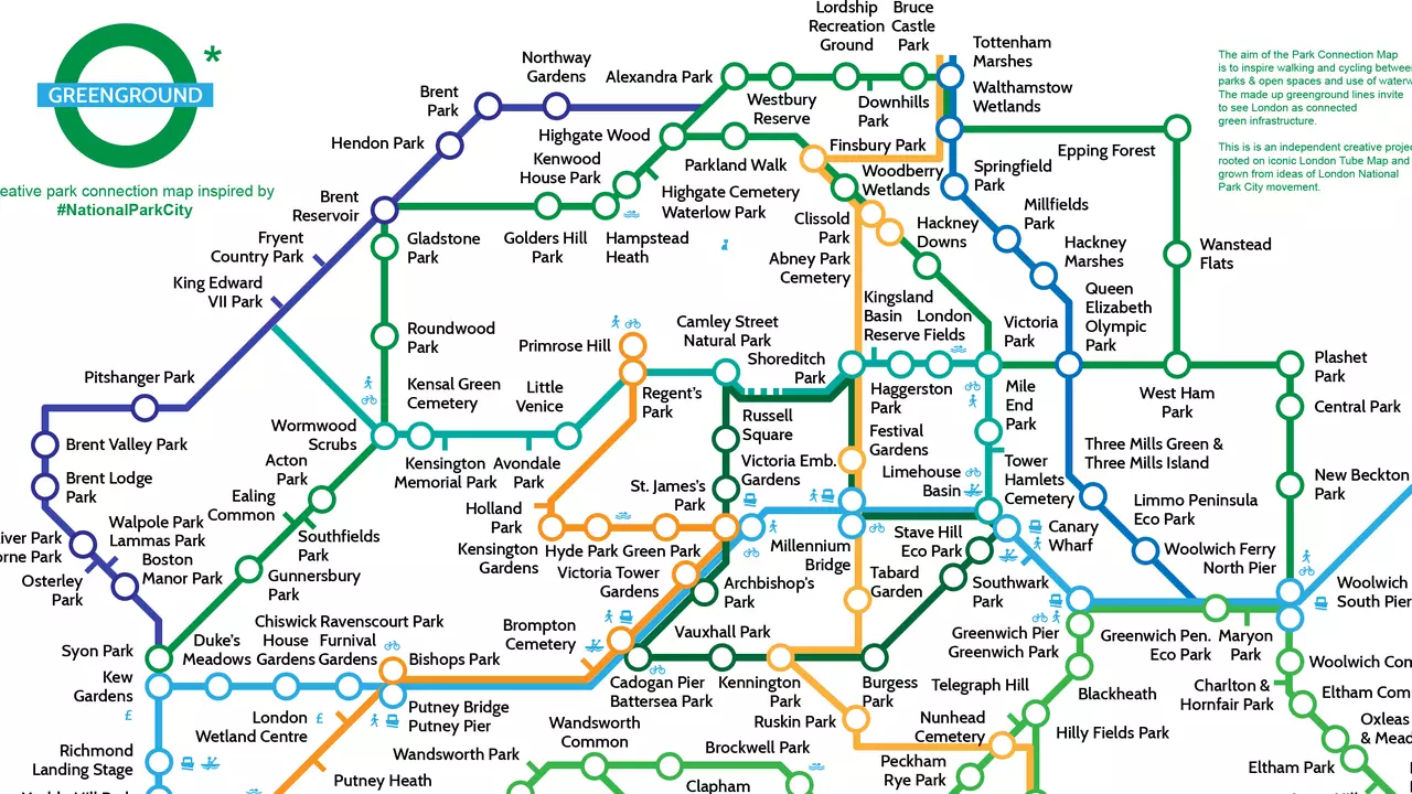 zelená mapa Londýna