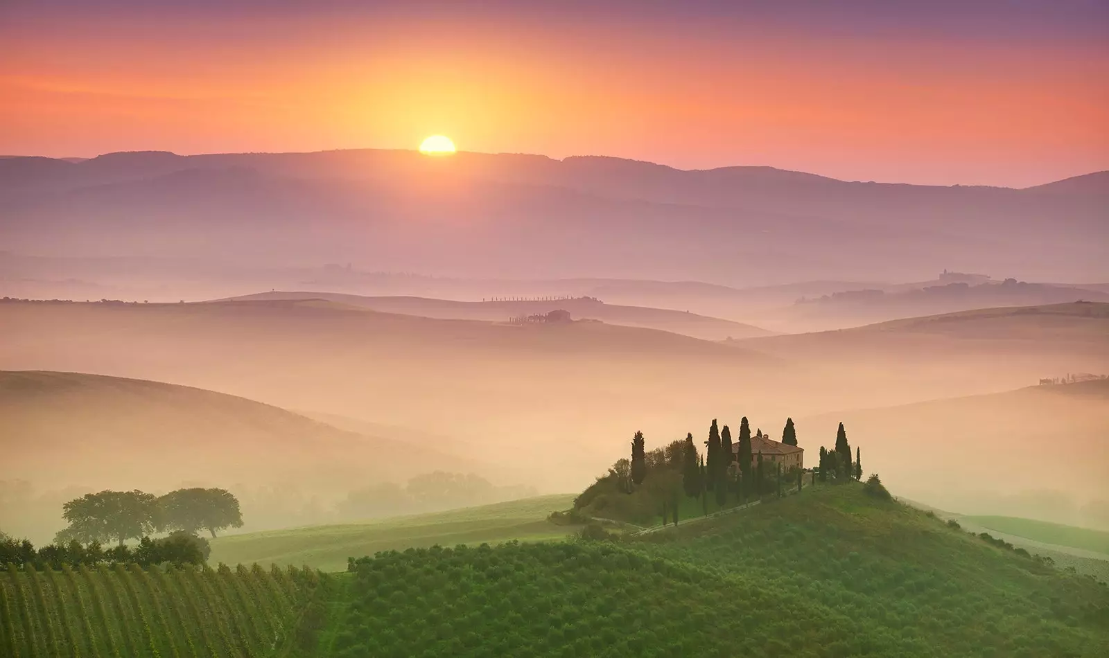 Toscaanse zonsondergangen komen uit een film