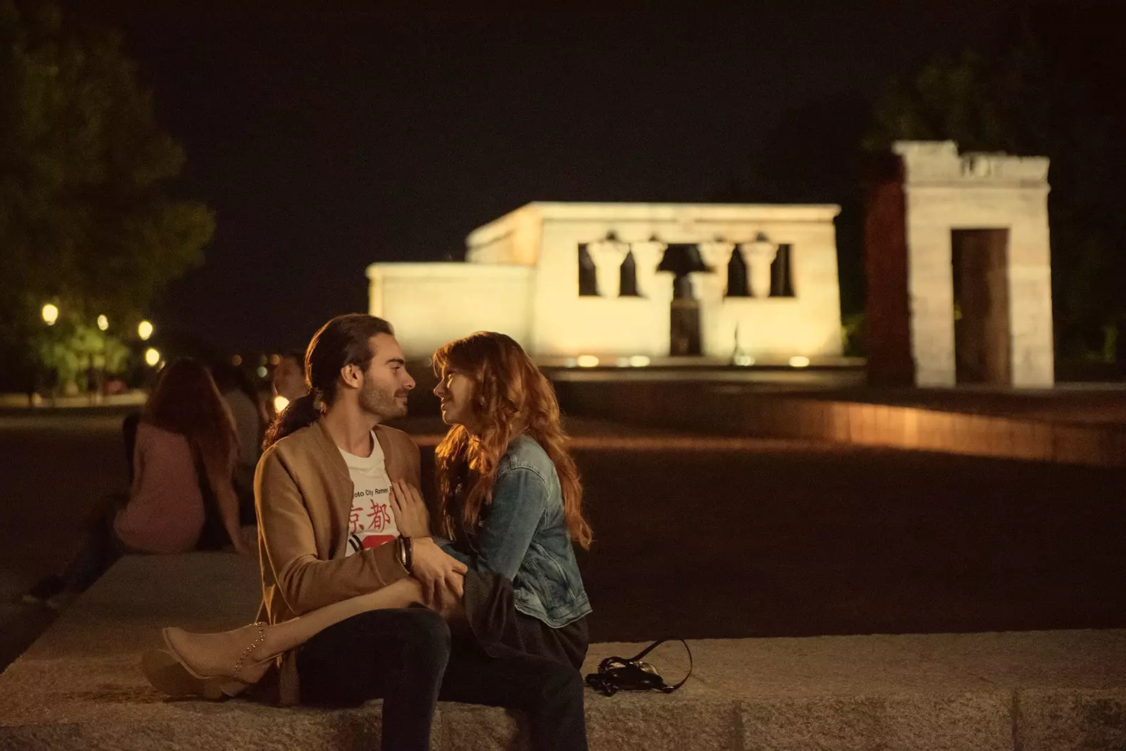 Romantična scena hrama Debod.