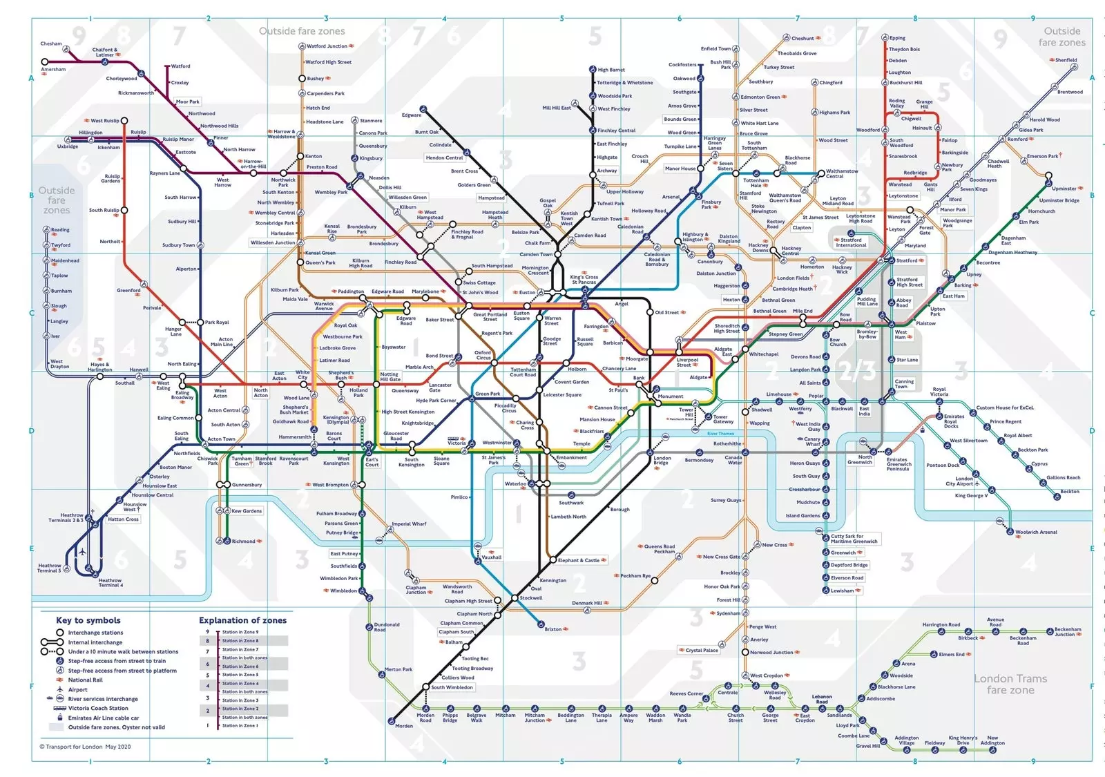 Carte du métro de Londres.