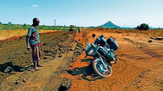 Fabin C. Barrio's bike on Moyale Road the toughest track