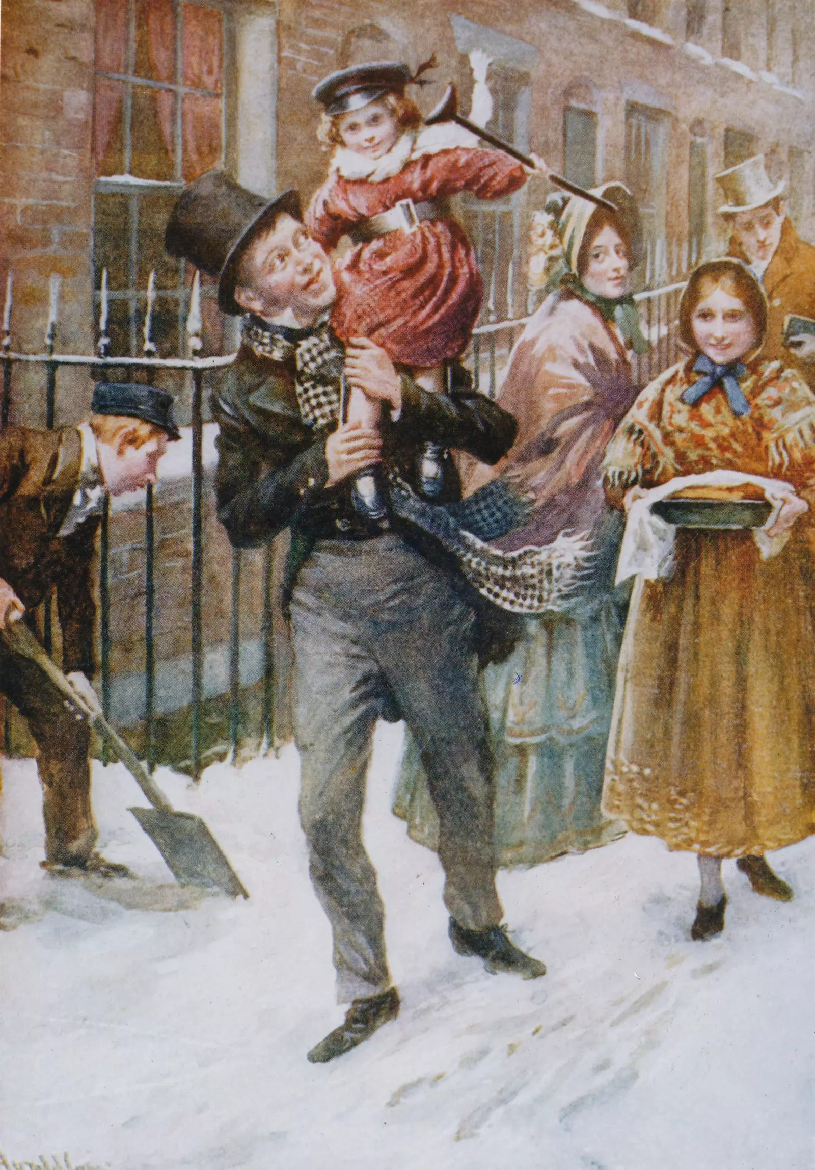 Bob Cratchit in Tiny Tim, ki ju je ilustriral Harold Copping.