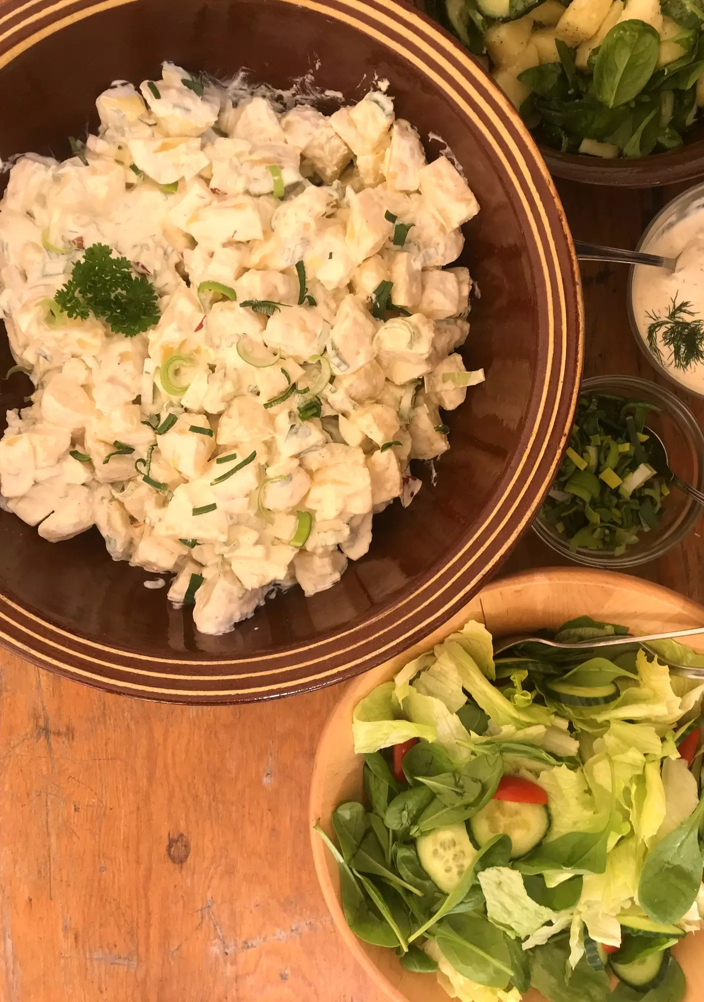 Typical Norwegian potato salad served in a lavvu.