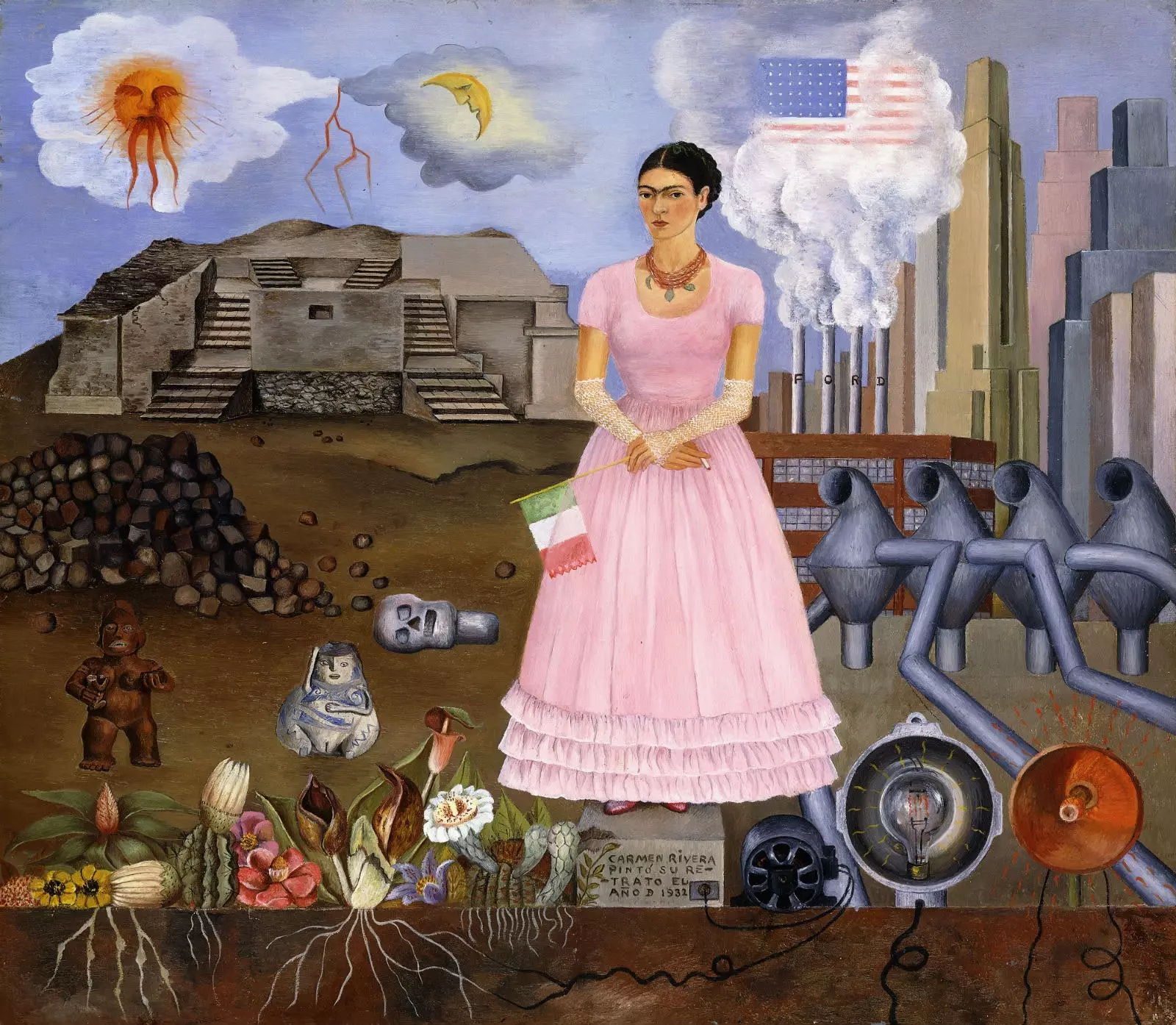 Önarckép Mexikó és az Amerikai Egyesült Államok határán Frida Kahlo 1932.