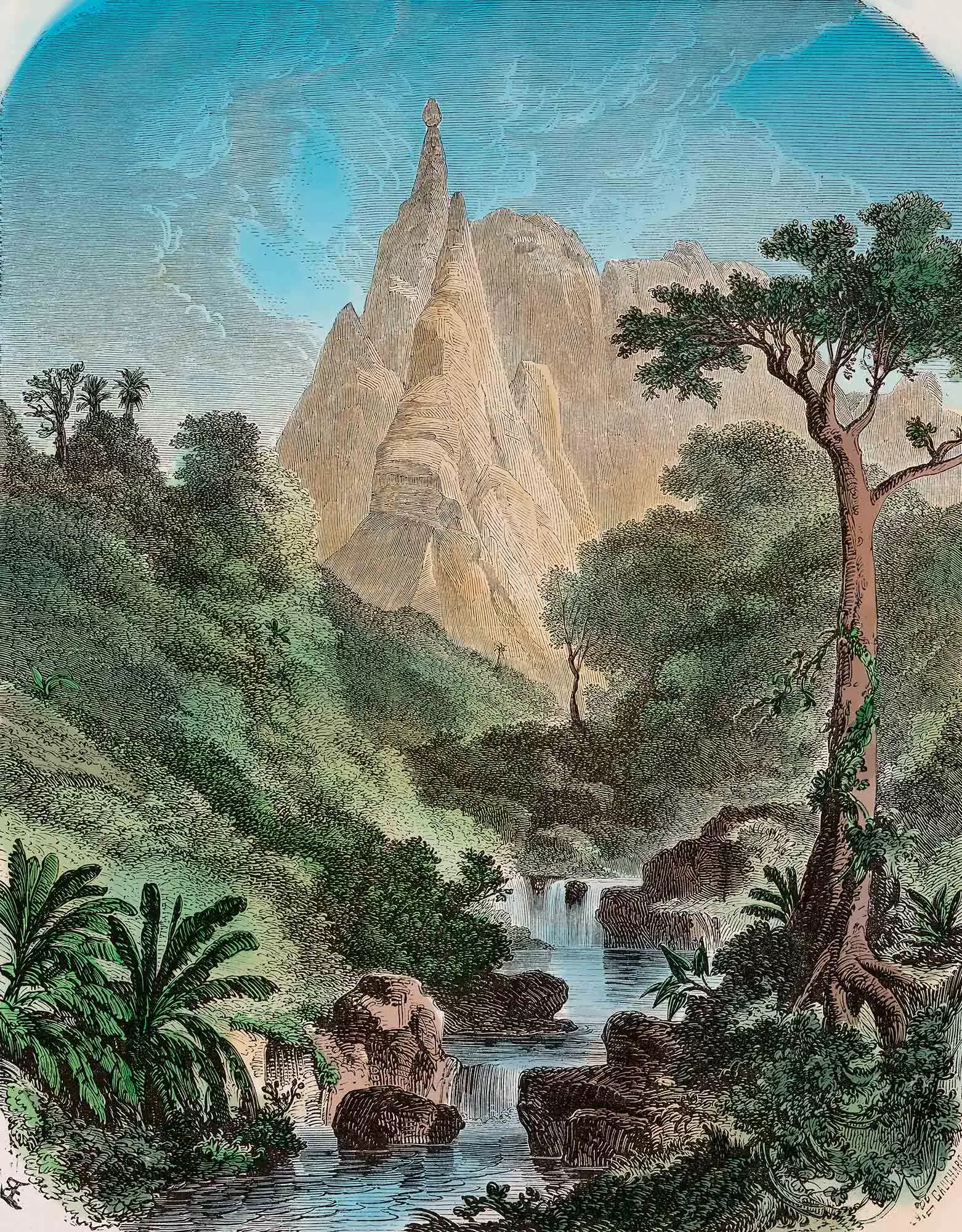 Illustration by the painter Évremond de Brard of Ida's voyage to Mauritius