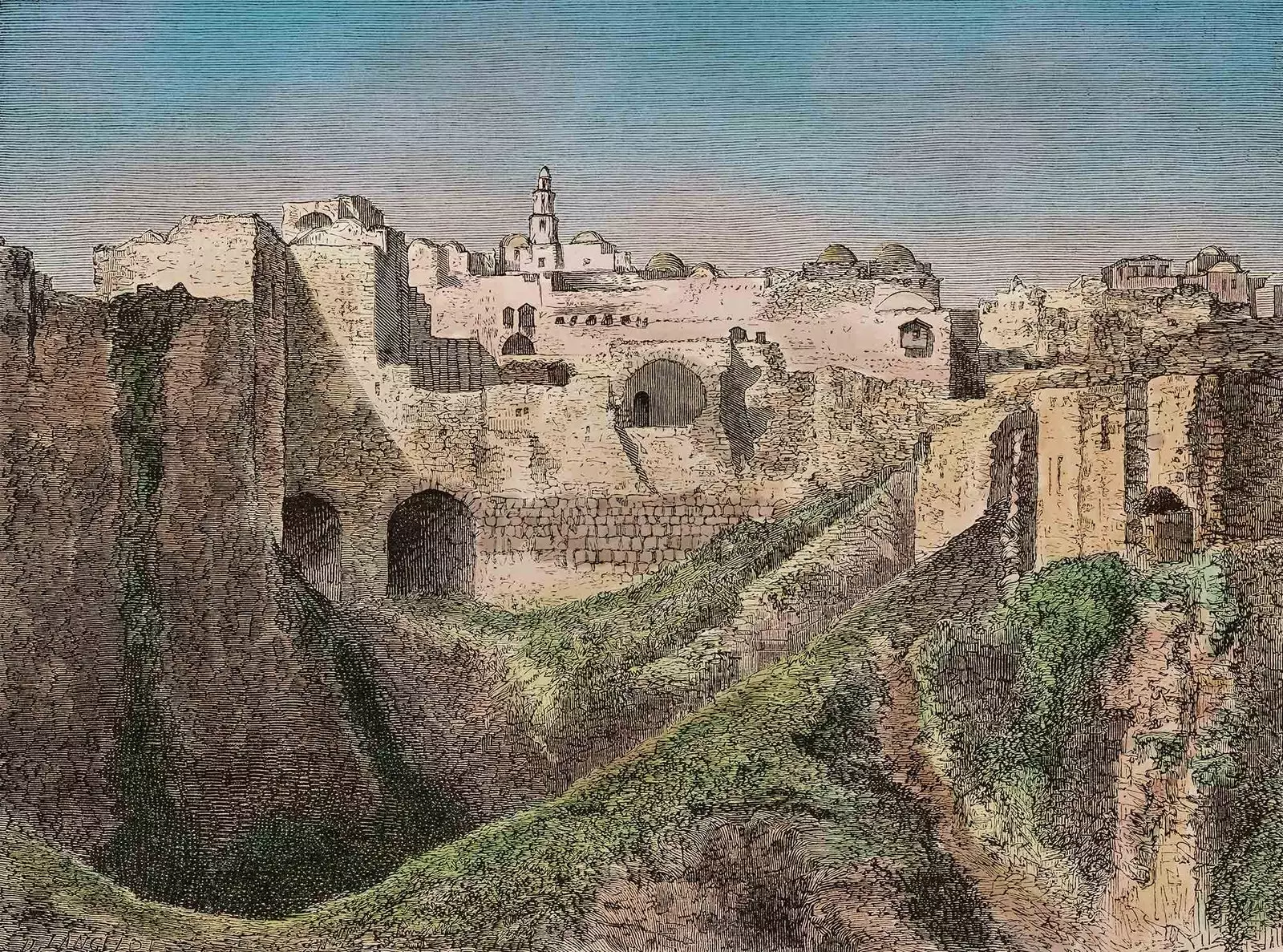 Lithograph Dieudonn Lancelot's Illustration of Ida's Journey to Jerusalem