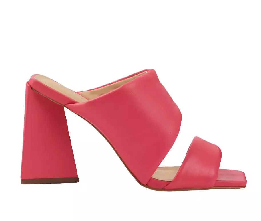 Red Architectural Heeled Sandals from Omais.