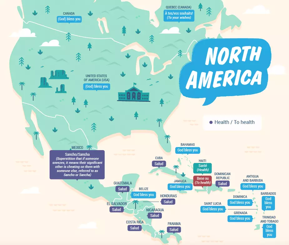 Mapa de espirros da América do Norte