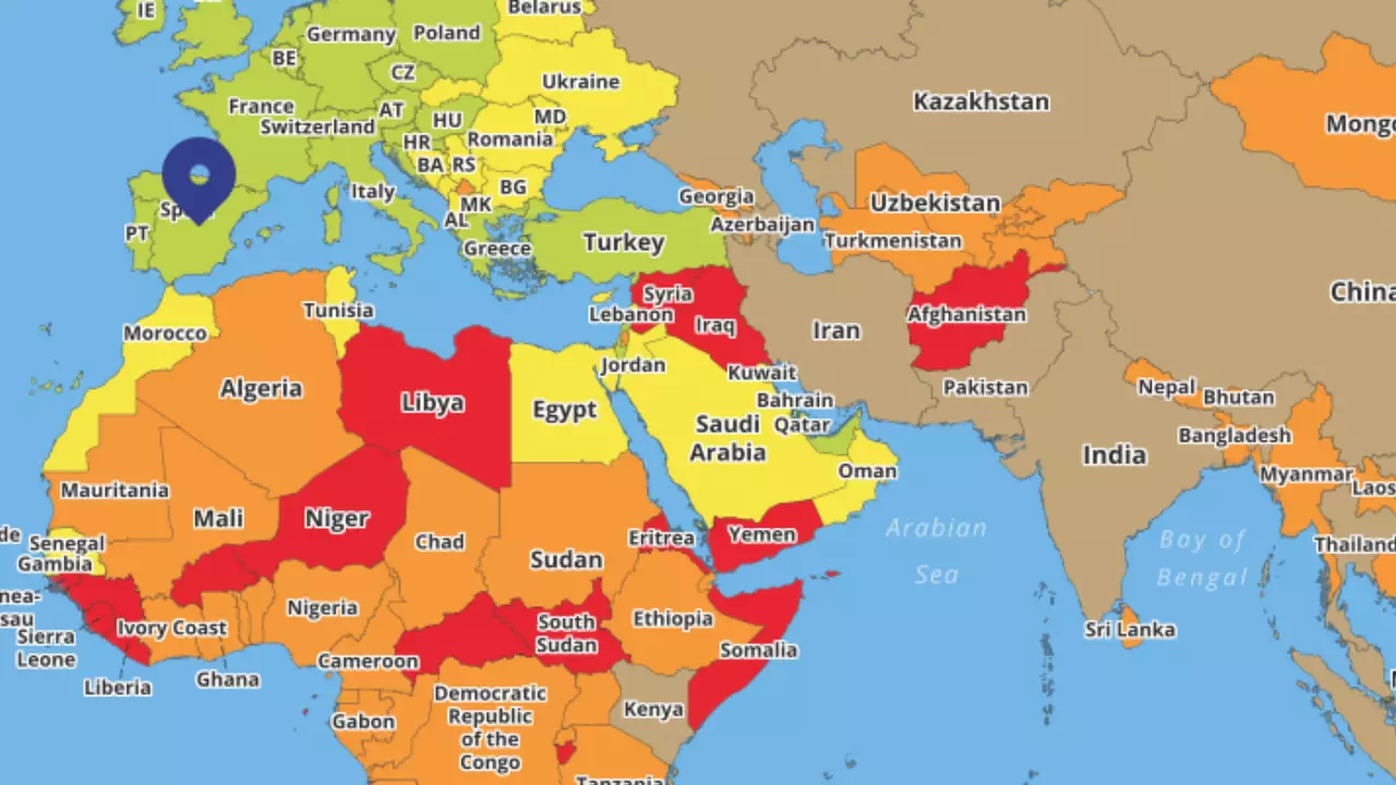 Ova mapa ukazuje na najopasnija mjesta za putovanje u 2019