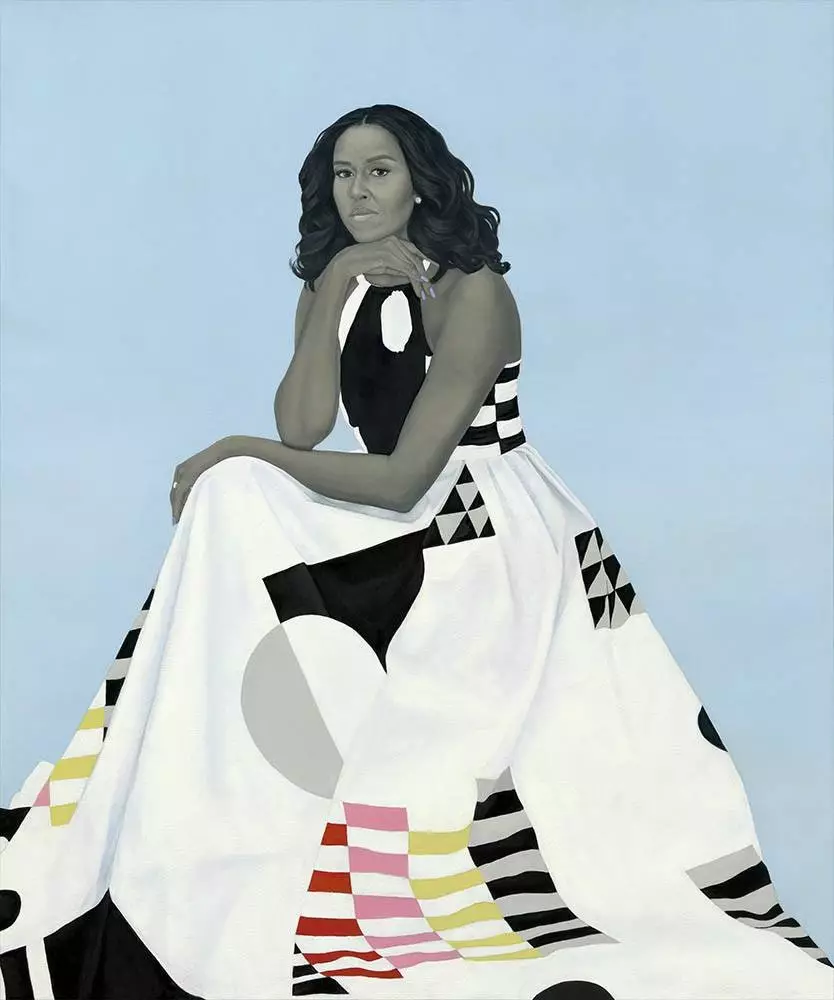 First Lady Michelle Obama by Amy Sherald 2018 at the National Portrait Gallery Smithsonian Institution.