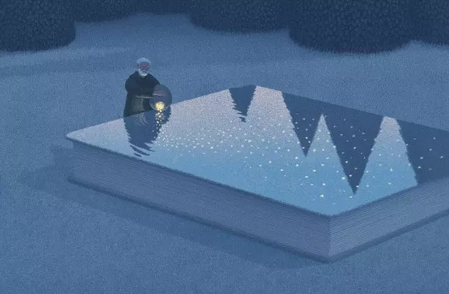 Een illustrator ontwerpt een wereld waarin boeken deel uitmaken van het landschap