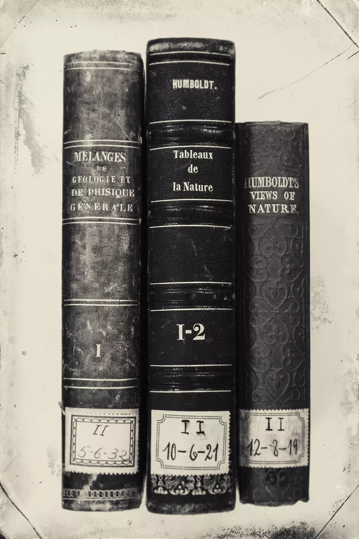 Original copies of Humboldt's works. Photograph taken courtesy of the Library of the Geological Institute and...