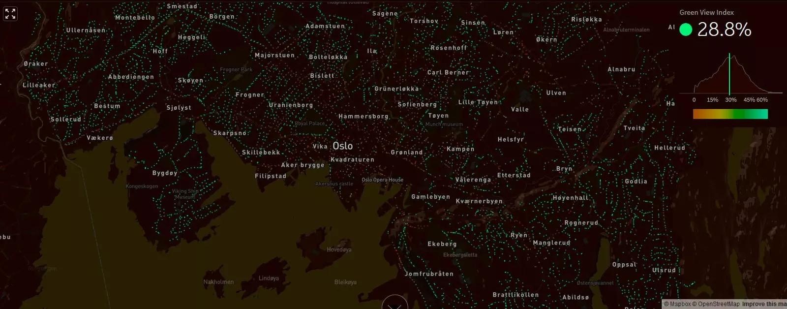 Treepedia kaart võrdleb puude arvu 26 linna tänavatel