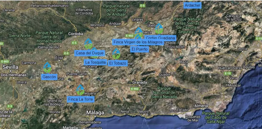 Fermes disponibles pour les routes des oliveraies vivantes.