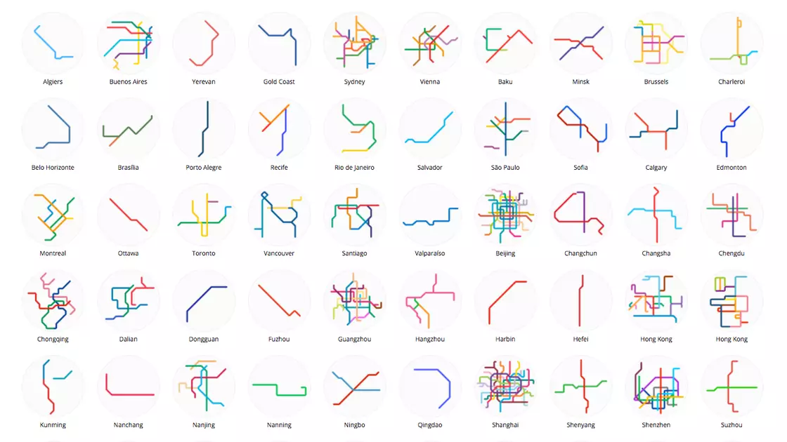 Este designer reuniu as linhas de metrô do mundo em um único desenho