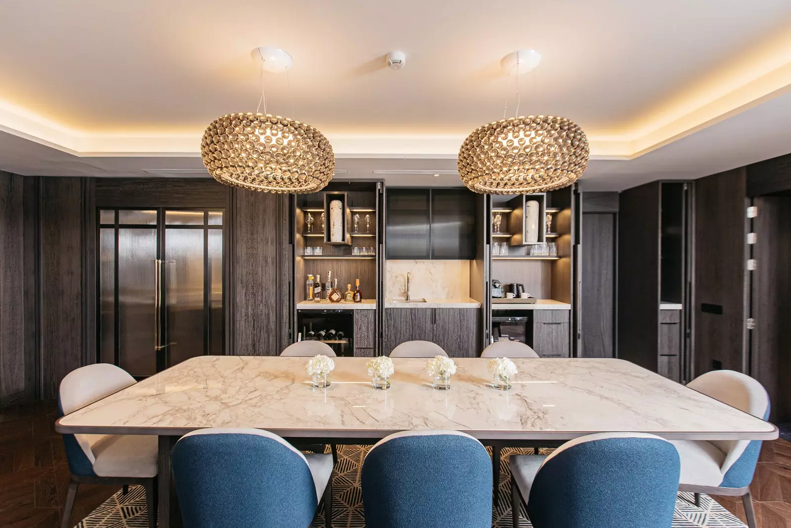 Dining room of the presidential suite of the Intercontinental Barcelona hotel.