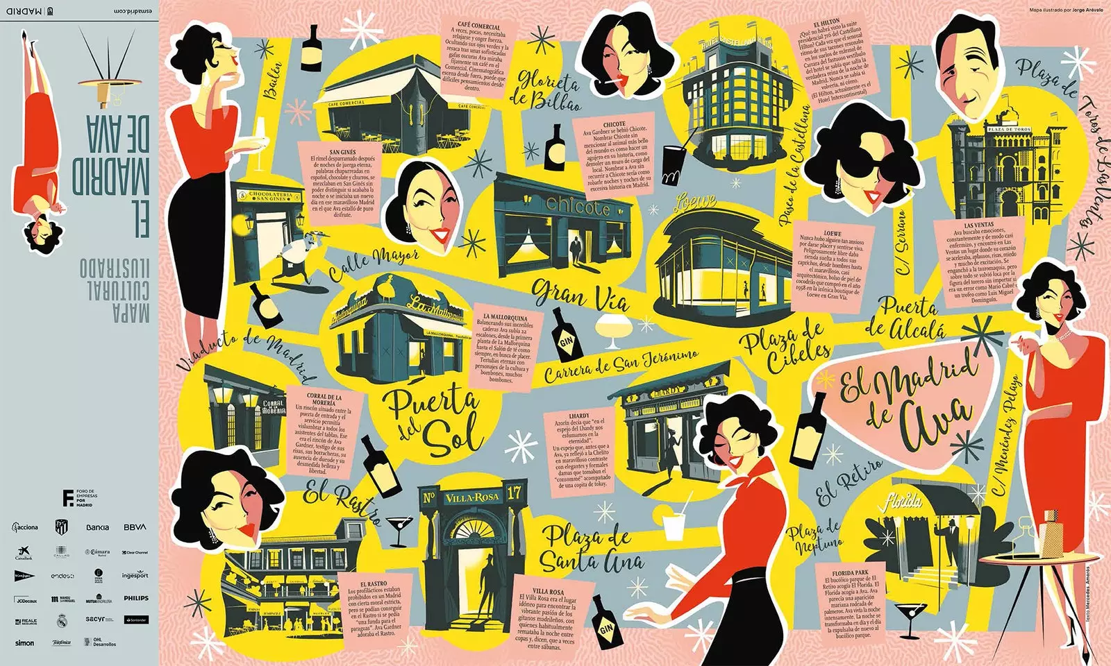 Ilustrovaná mapa Ava Gardner Madrid