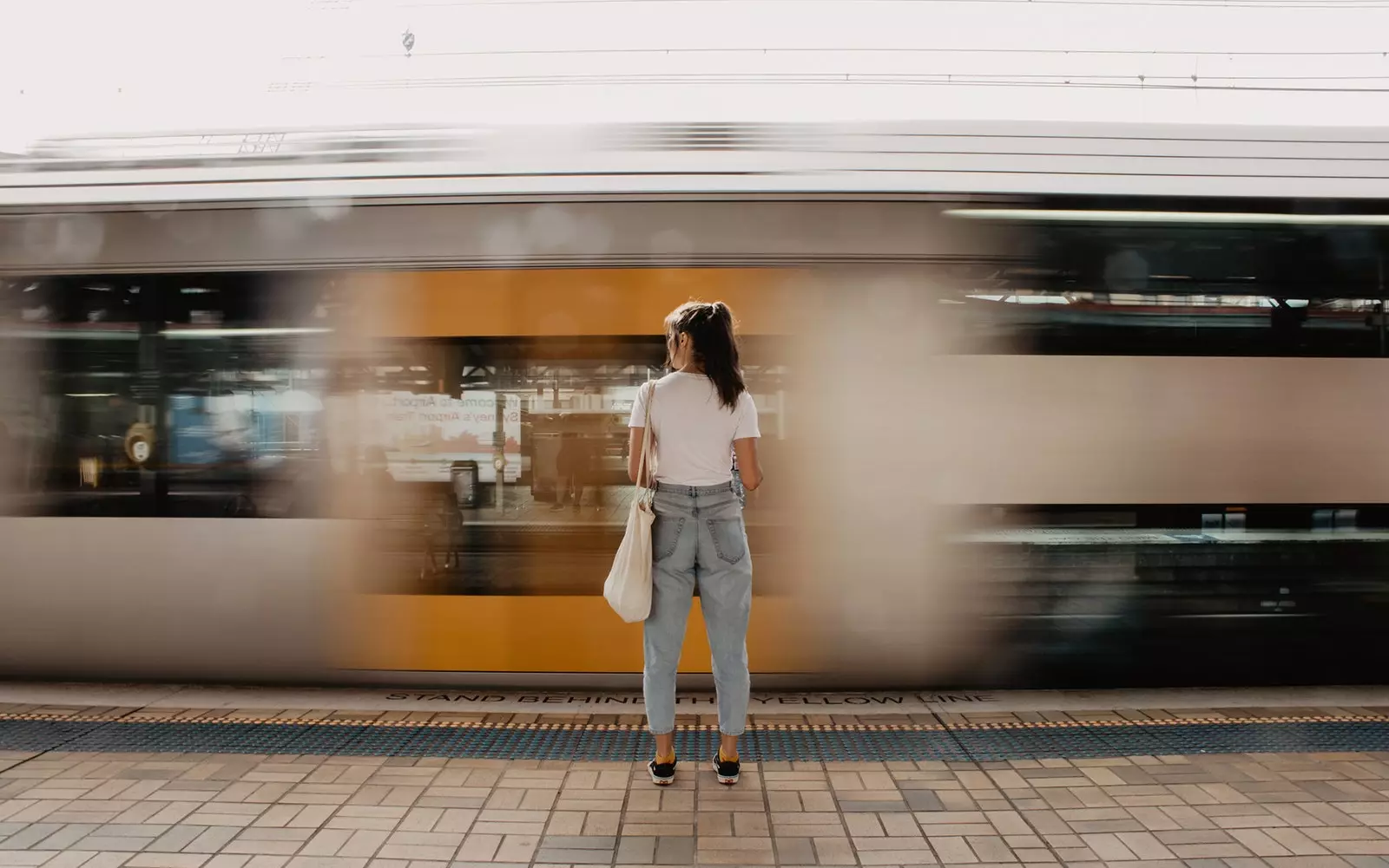 Woman waiting for the train