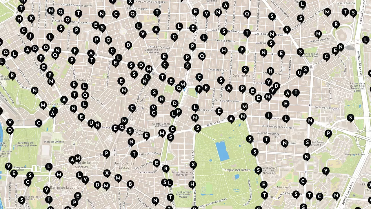 The map of the verses that have flooded the streets of Madrid