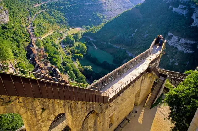 Rocamadour miestas su daugybe laiptelių