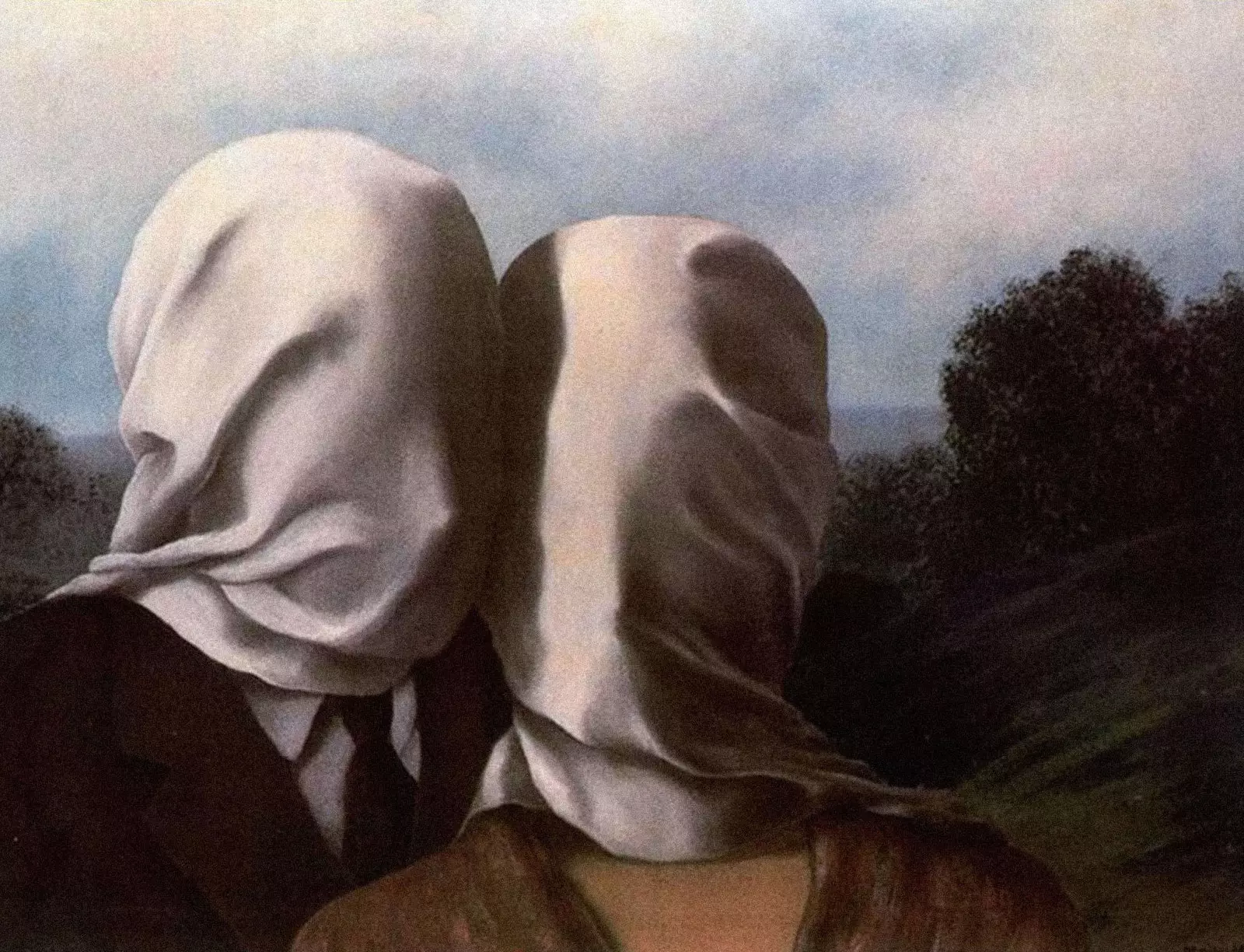 Journey to a painting 'The Lovers' by Ren Magritte