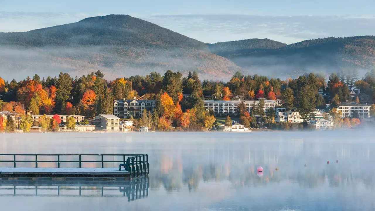 Olümpiatalv jääs Lake Placidi ilmaga