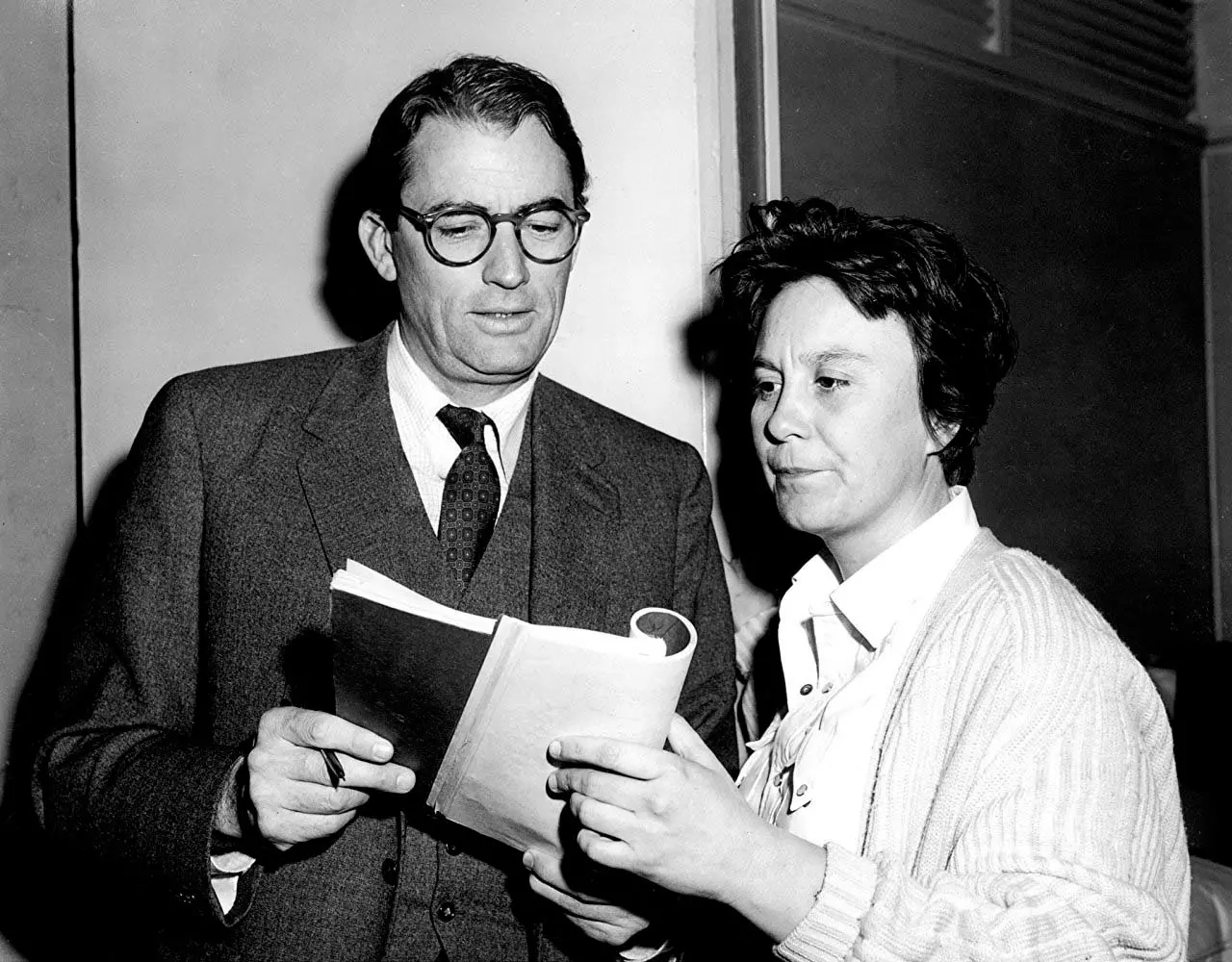 Harper Lee a Gregory Peck vo filme To Kill a Mockingbird