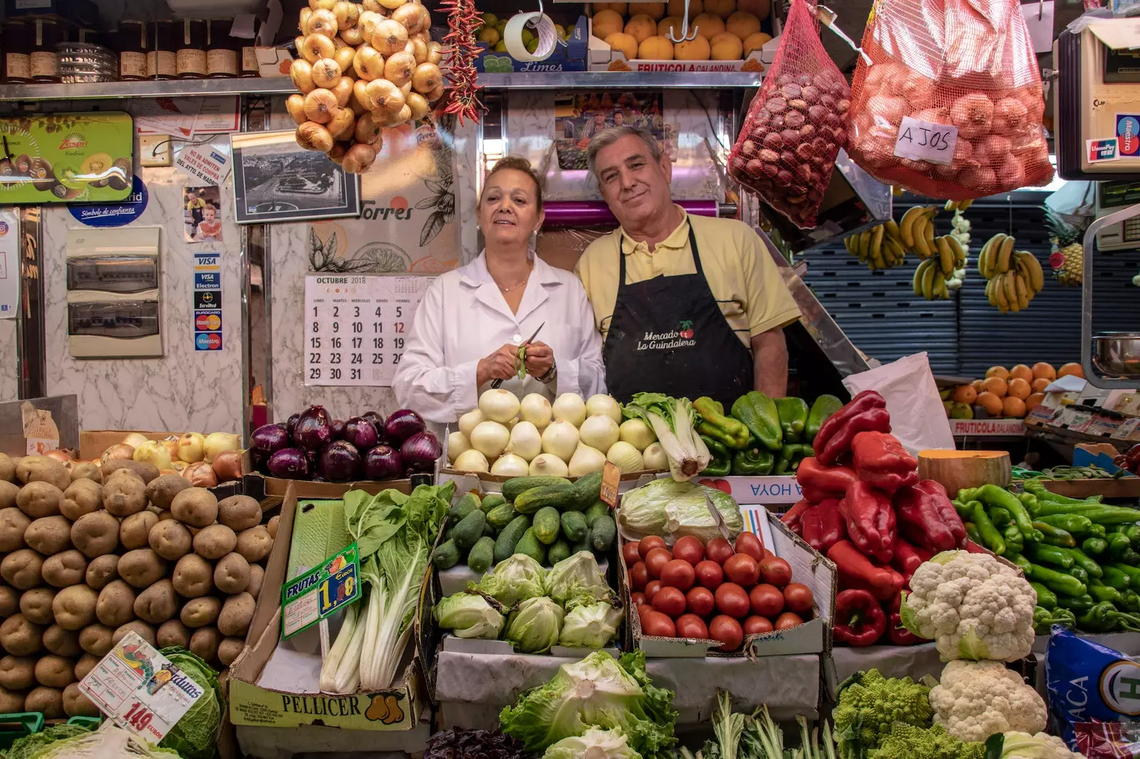 Angel Fruits op de Guindalera-markt