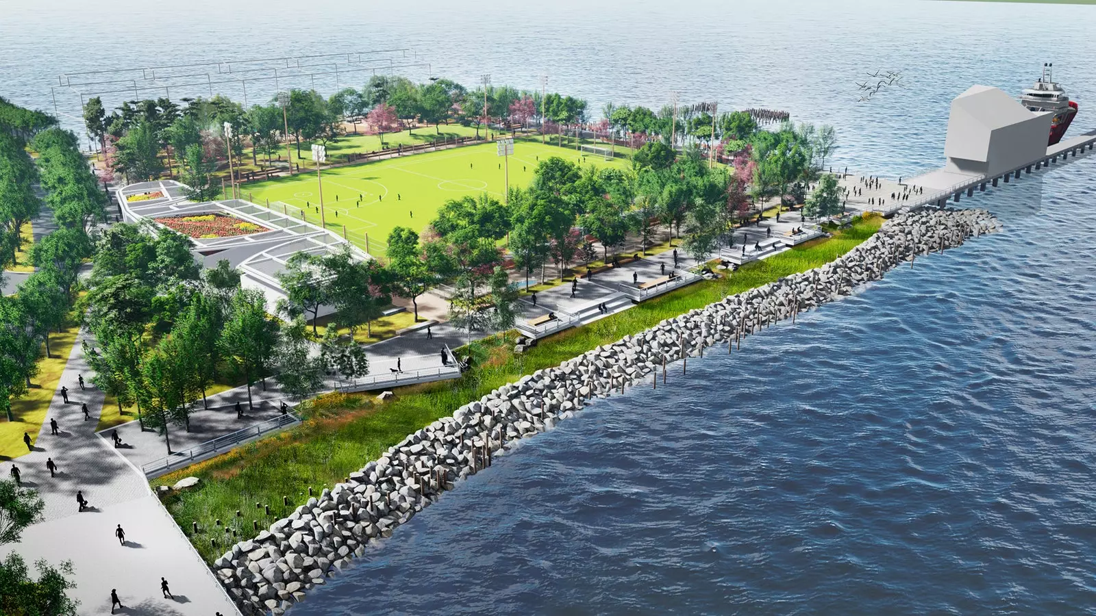 Taman yang hebat dengan pantai yang akan sampai ke Manhattan pada tahun 2022