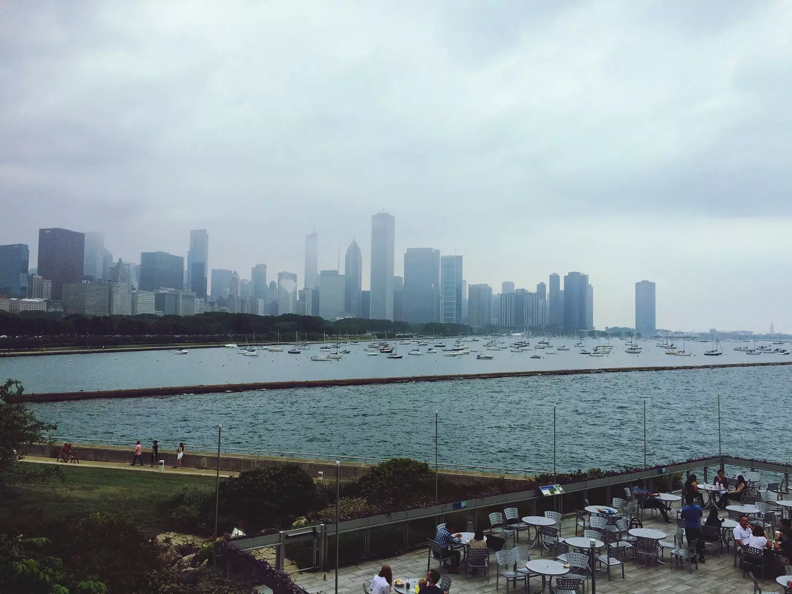 Vista de Chicago do terraço do restaurante