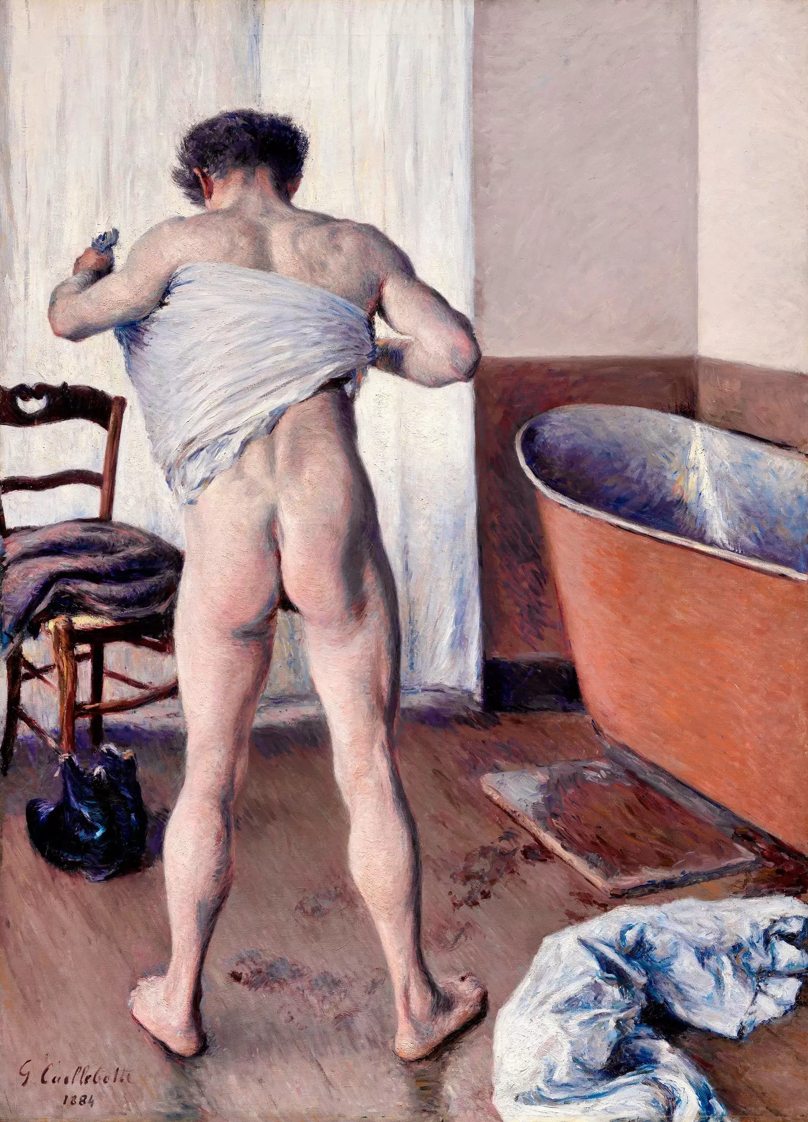 Kelionė į Gustave'o Caillebotte'o paveikslą „Žmogus vonioje“.