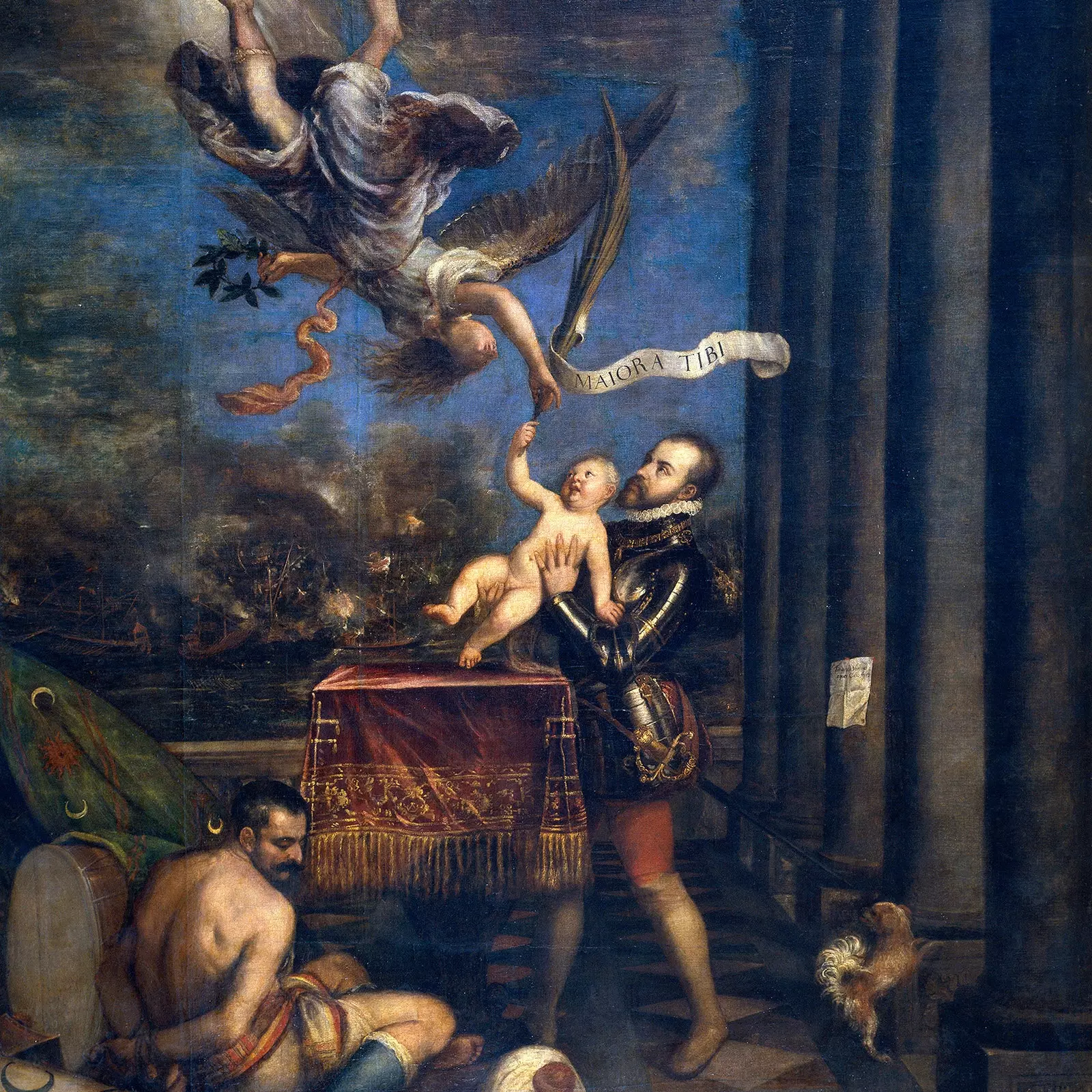 'Philip II offréiert de Puppelchen Don Fernando an den Himmel' Titian