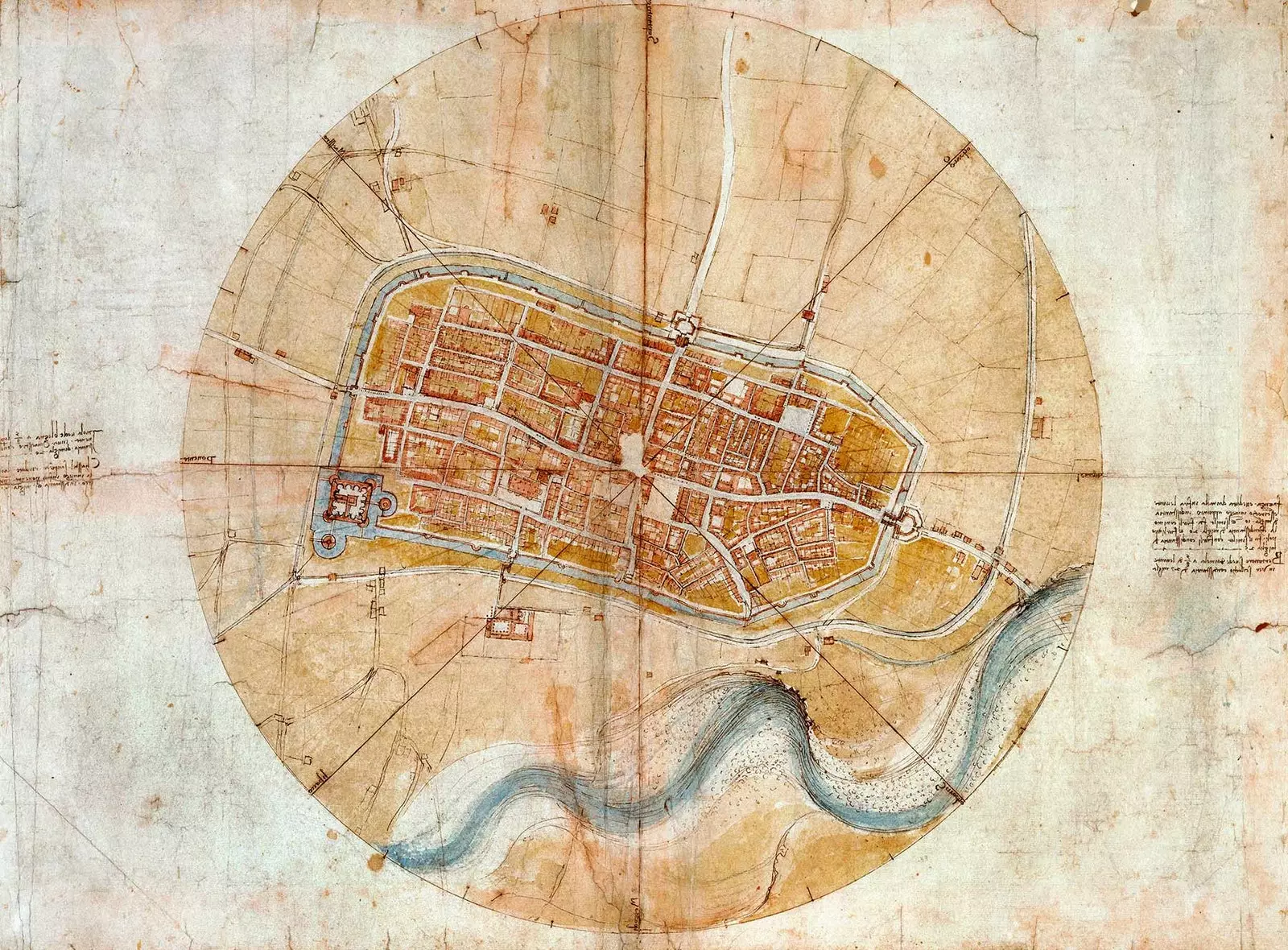 Plan van Imola door Leonardo da Vinci