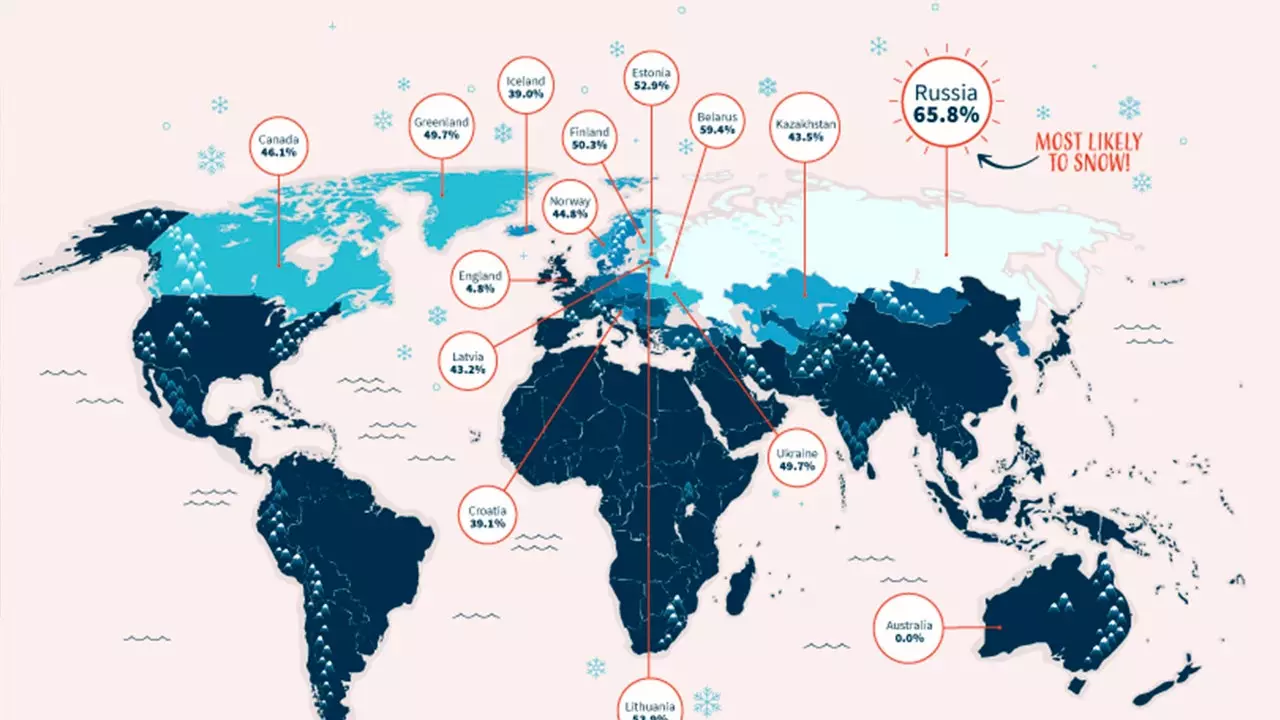 Ova mapa pokazuje gdje će padati snijeg 25. decembra