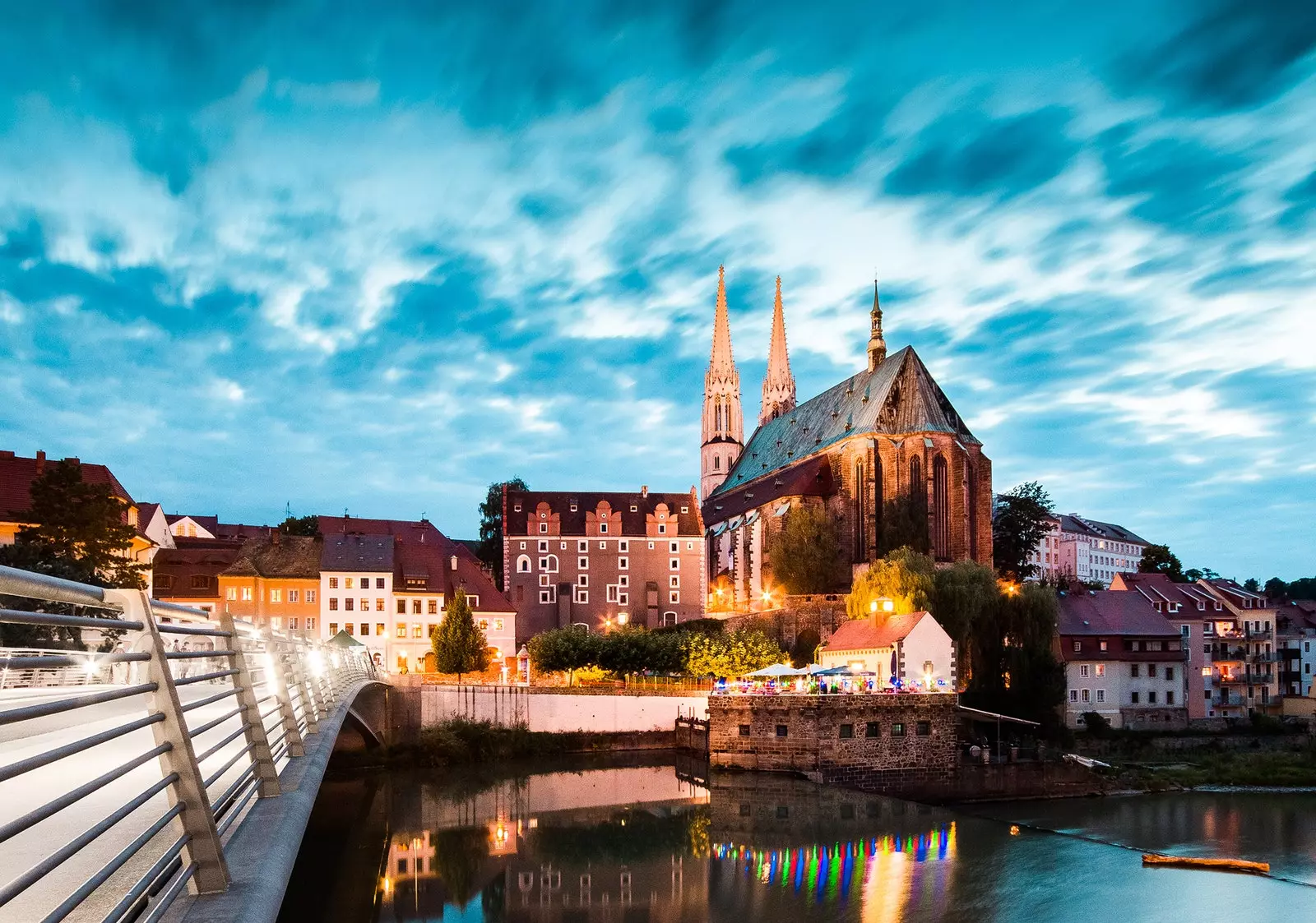 Niemieckie miasto Görlitz nocą