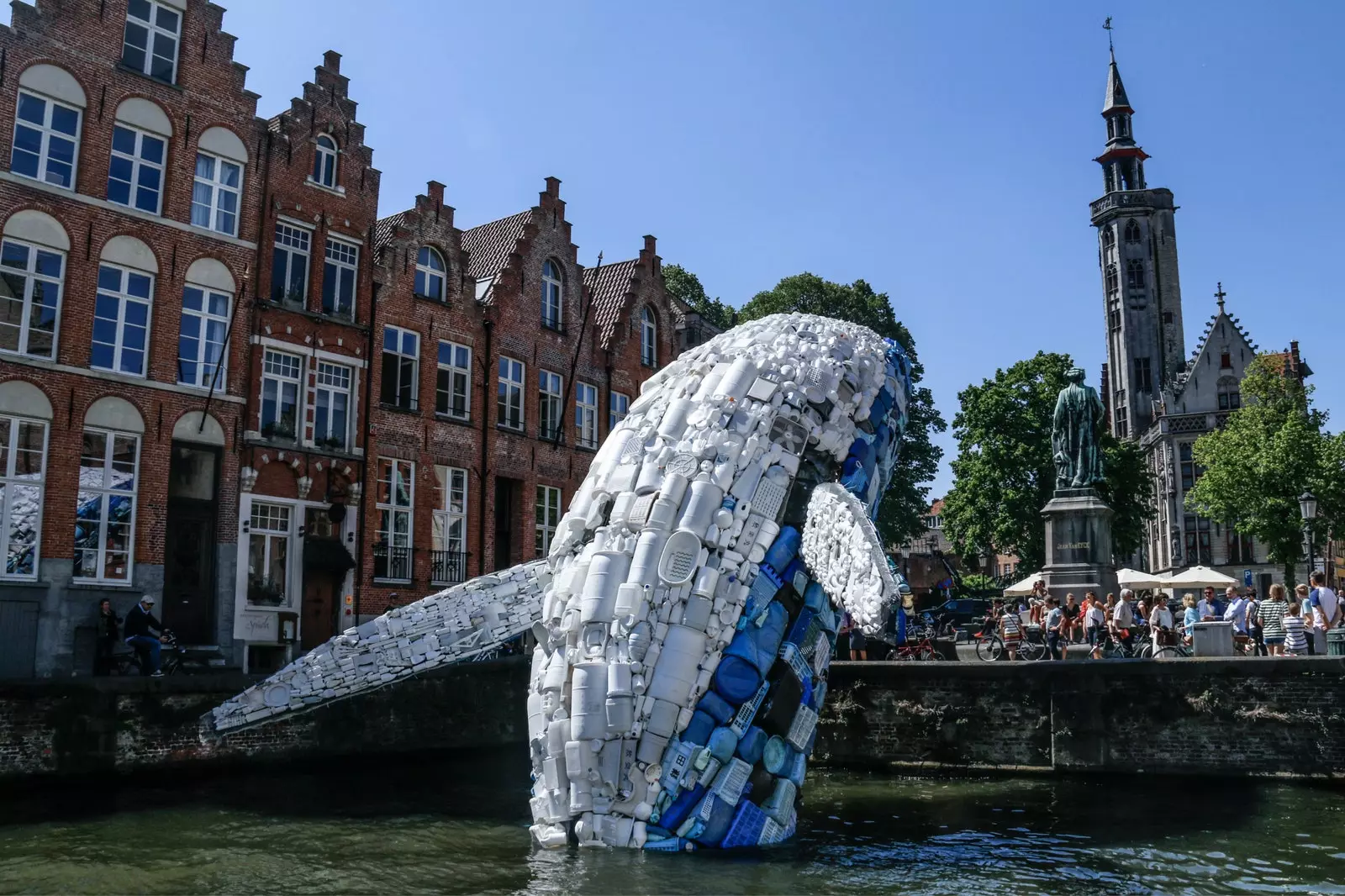 StudioKCA has installed a giant whale in the canal made from plastic found in the sea.