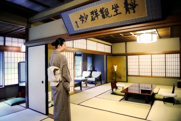 Um dos quartos da antiga casa de Hiiragiya Ryokan