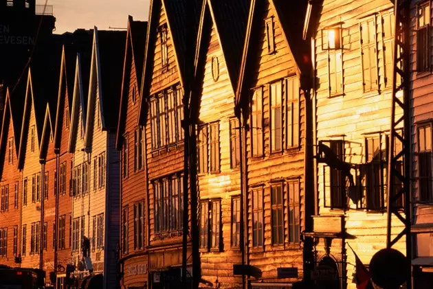 The typical wooden buildings of the port of Bergen