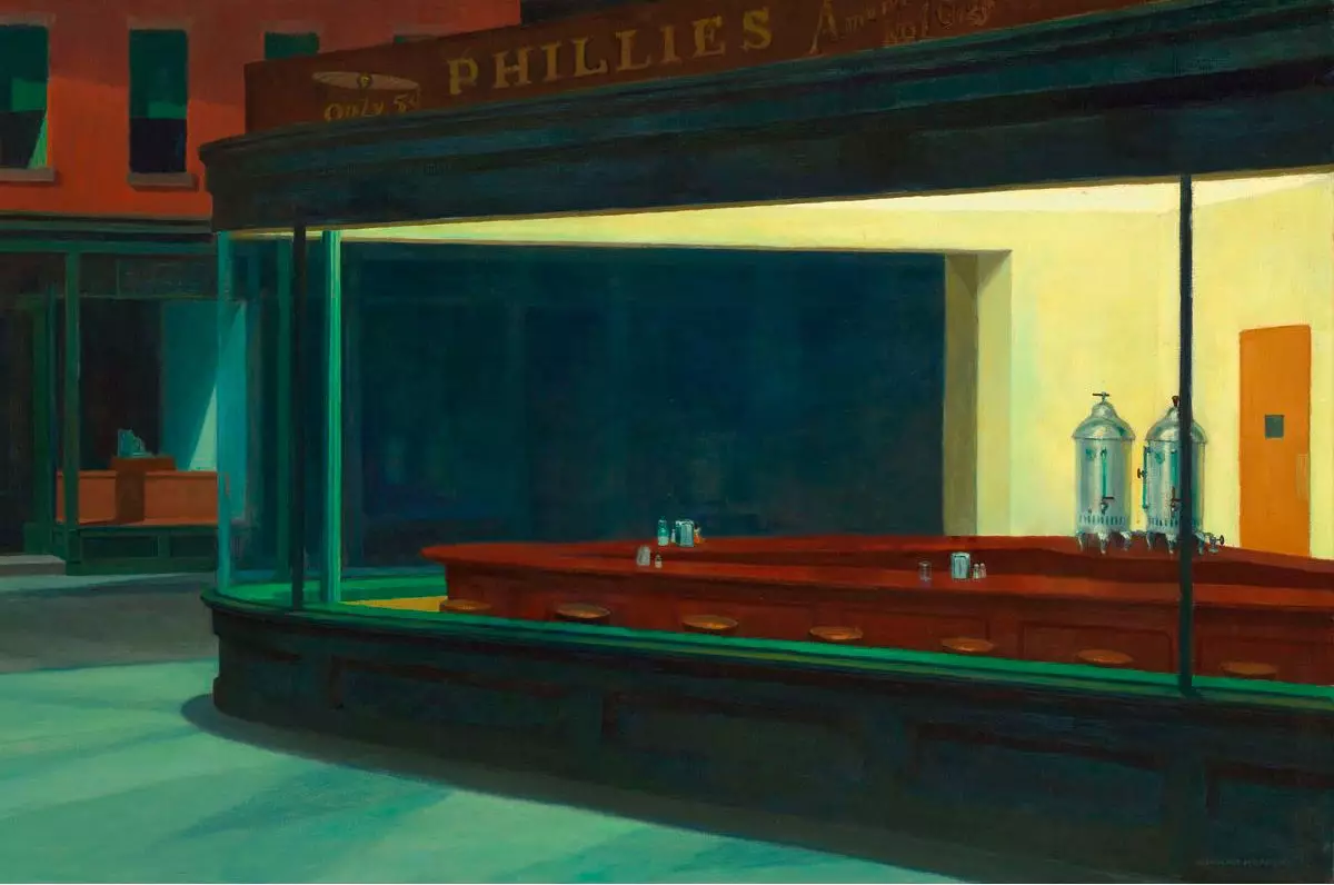 The protagonists of Edward Hopper's 'Nighthawks' painting have also stayed home