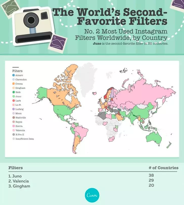 carte du monde des filtres instagram