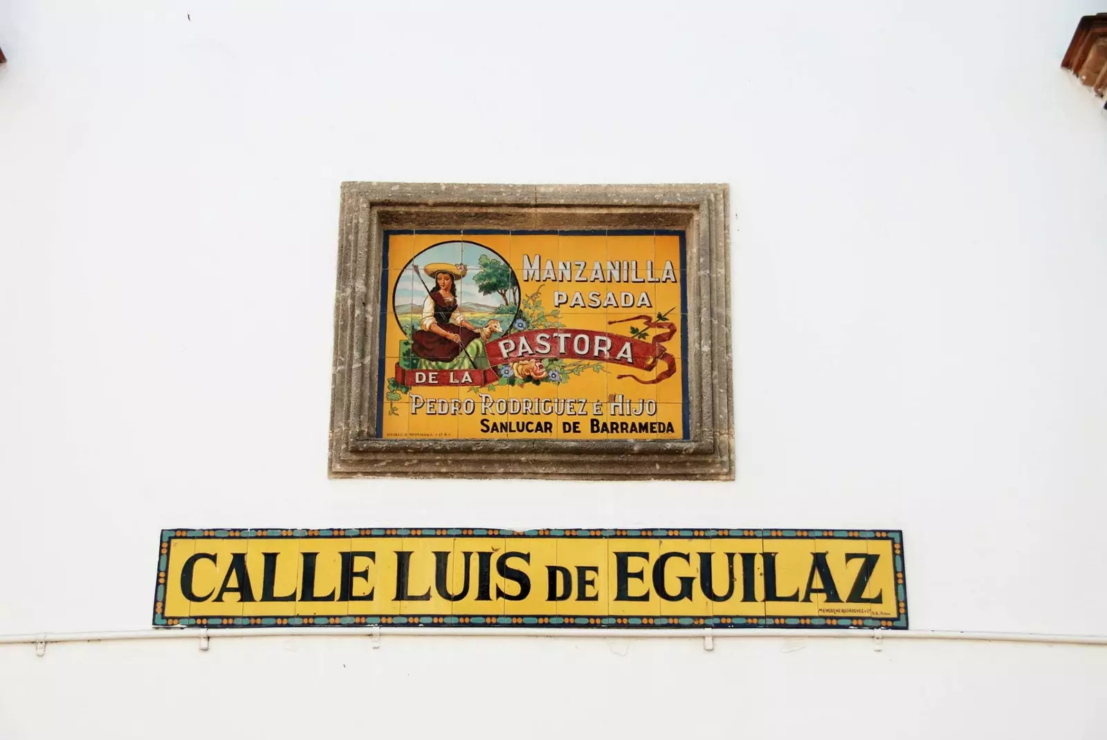 Manzanilla-advertentie in Sanlúcar de Barrameda.