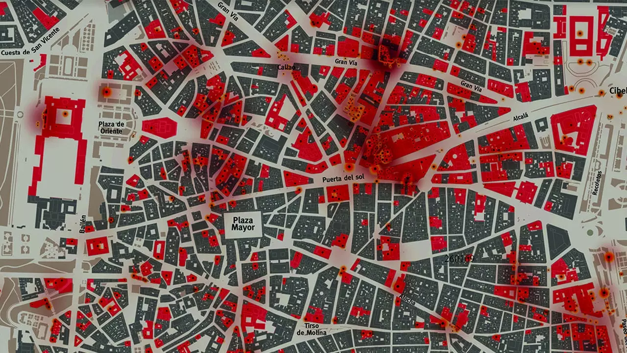 'Madrid bombarded', il-mappa li turi l-qerda kkawżata mill-Gwerra Ċivili fil-belt