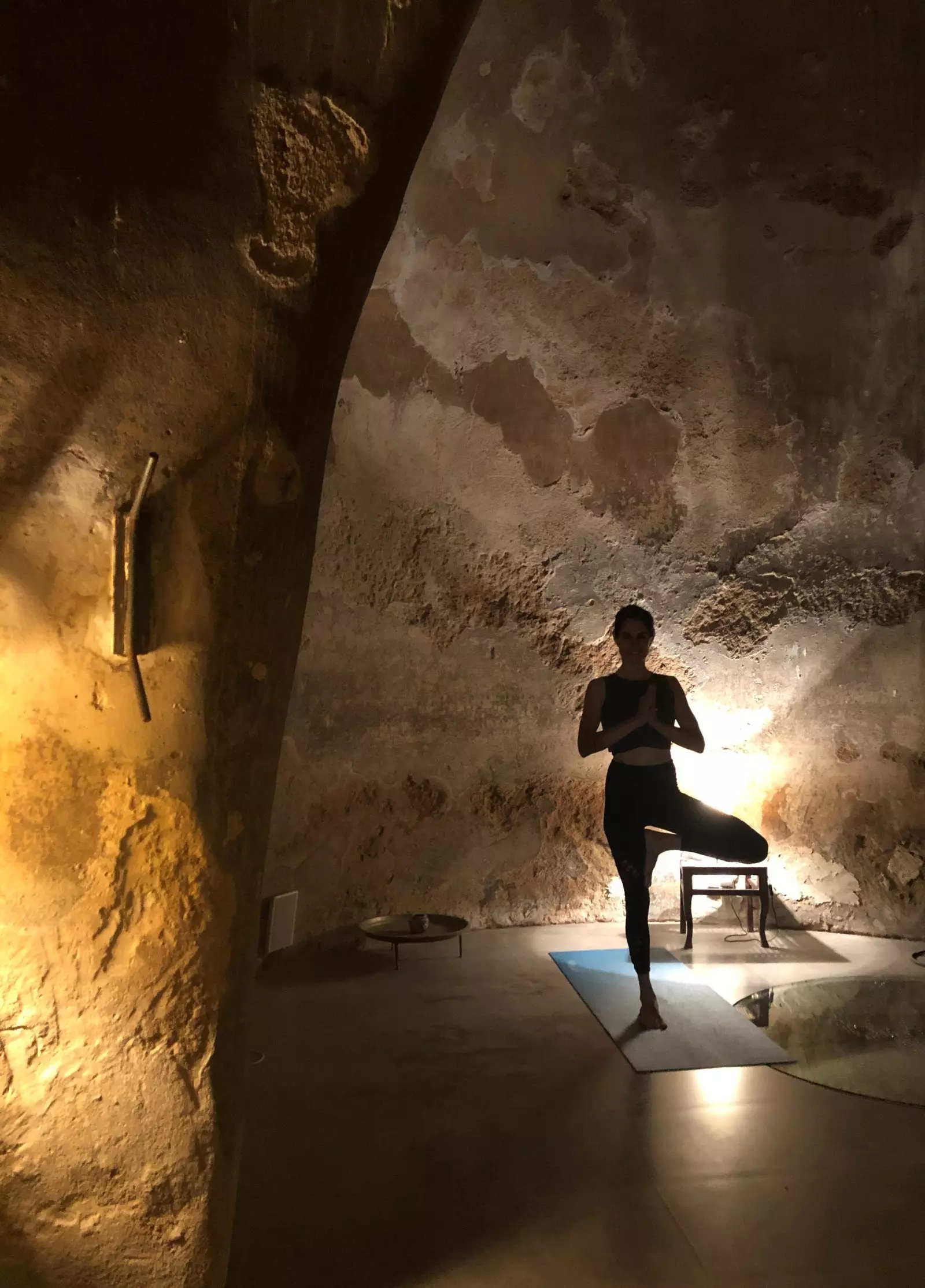 Yoga and meditation class in the cistern at the boutique hotel V... in Vejer de la Frontera.