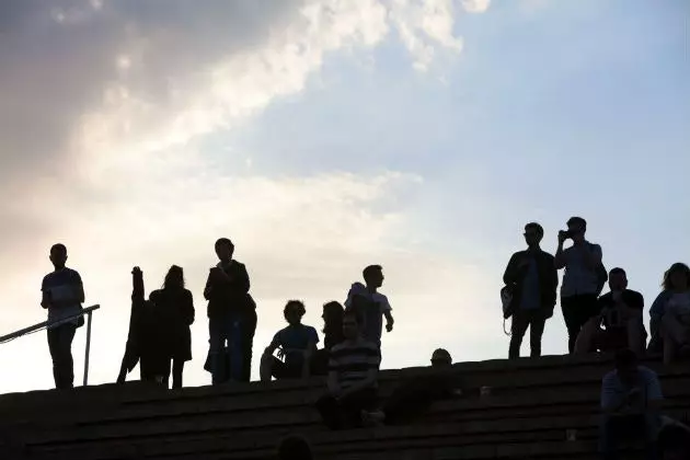 Vzdušje ob sončnem zahodu v parku Parc del Fòrum