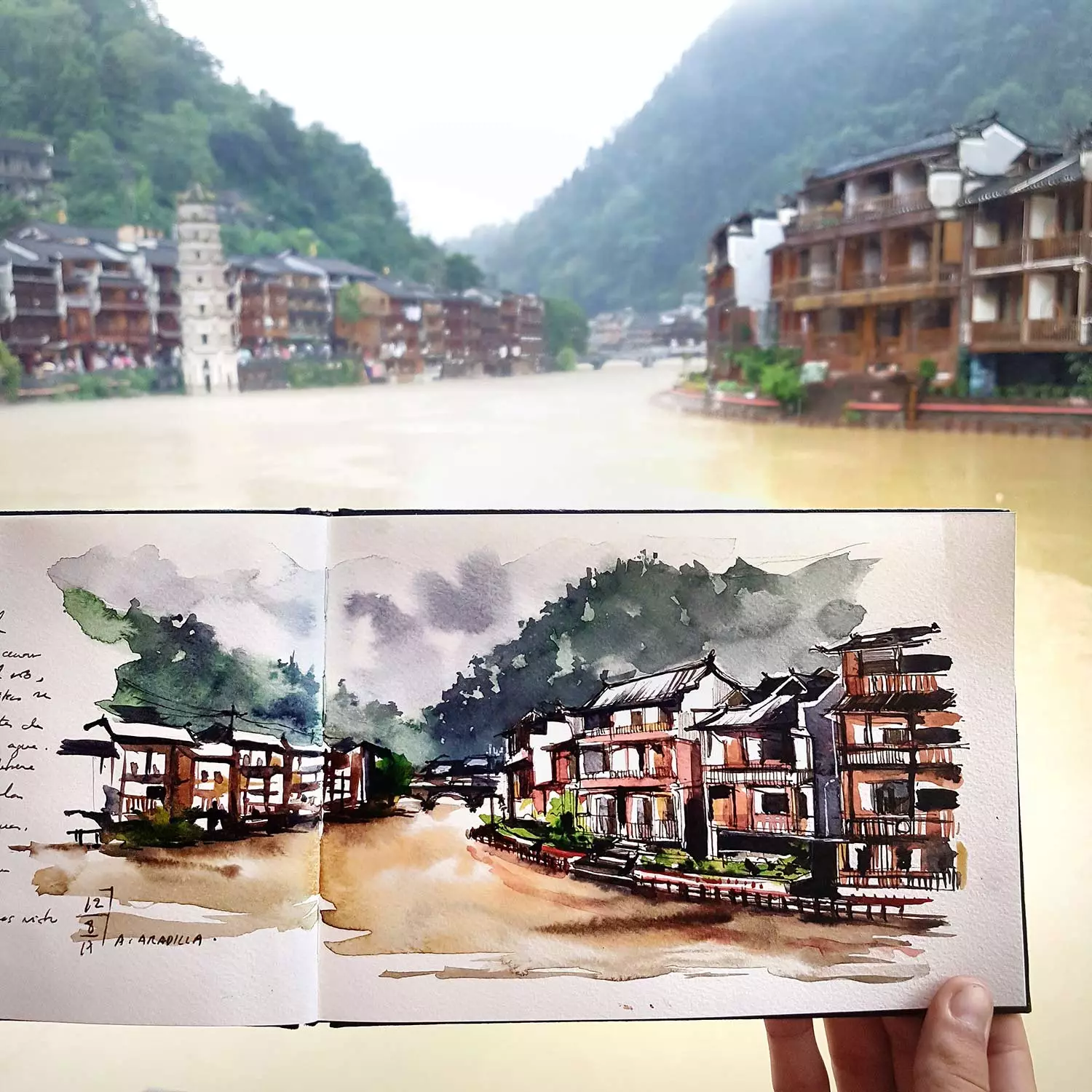 This illustrator travels the world painting with watercolor the landscapes that she finds