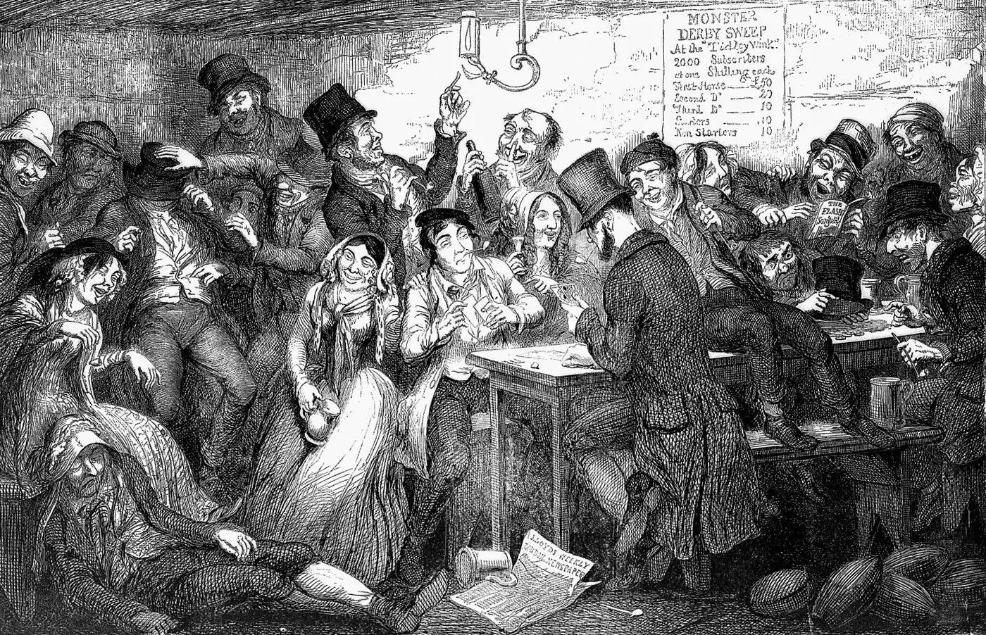 scene of london life drunks and gamblers in a tavern