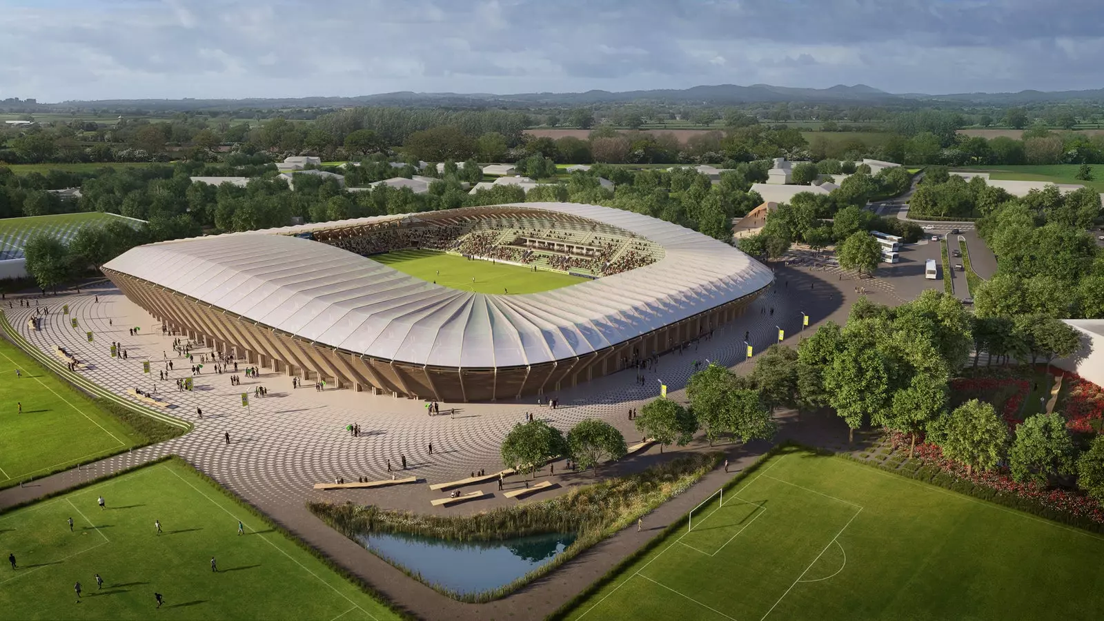 Devenant ainsi le premier stade en bois au monde