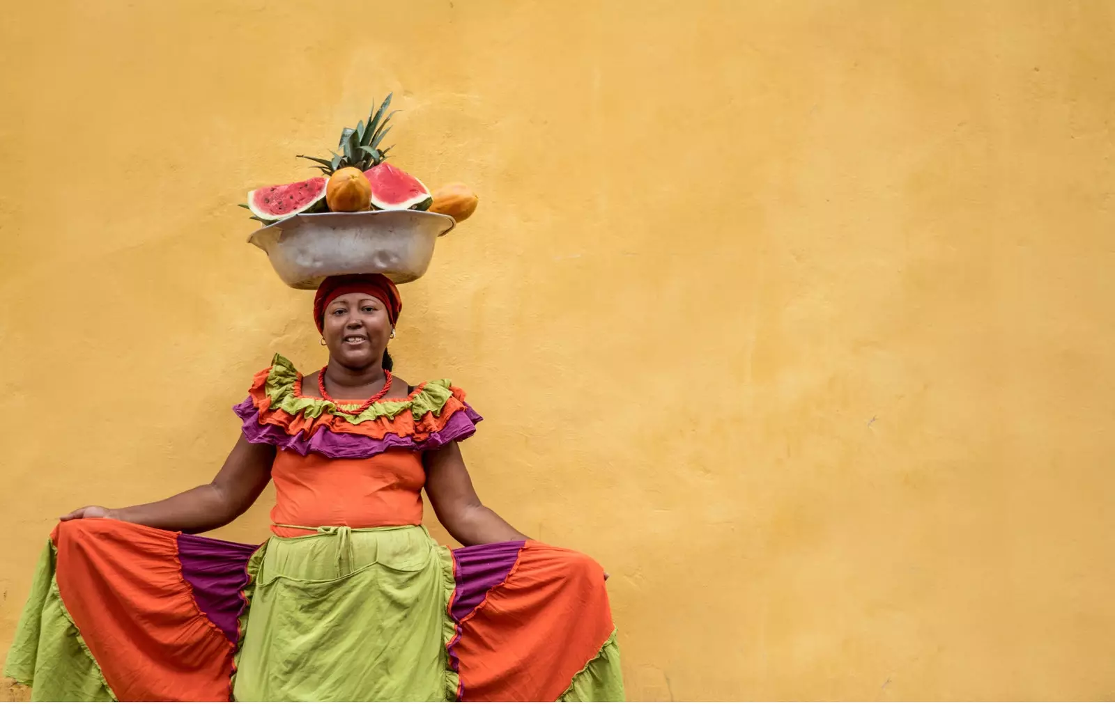 Palenquera mieste, Cartagena de Indias Kolumbijoje.